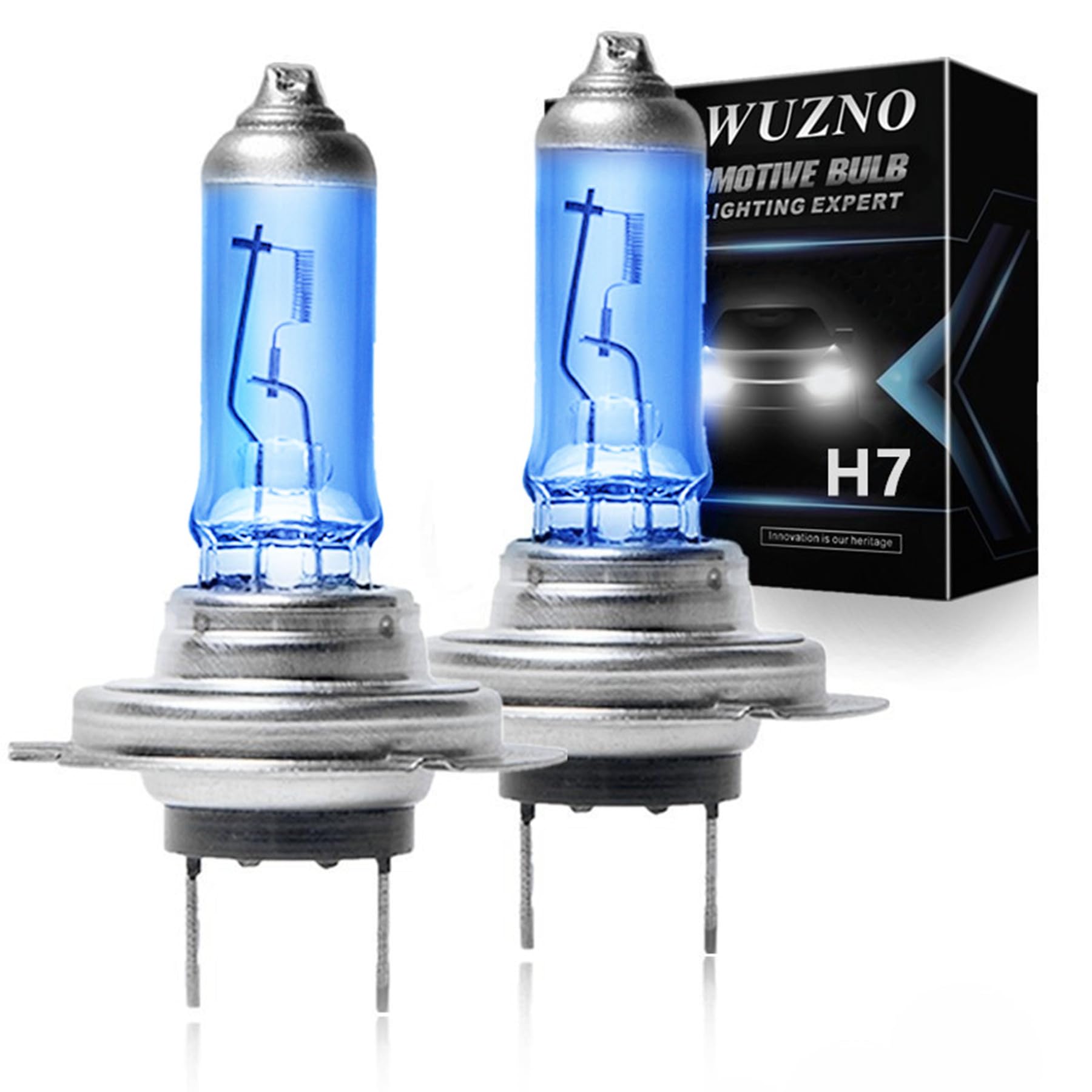 Wuzno H7 Halogen Headlight Bulb 12V 55W 5000K Super Bright Replacement 2-Pack