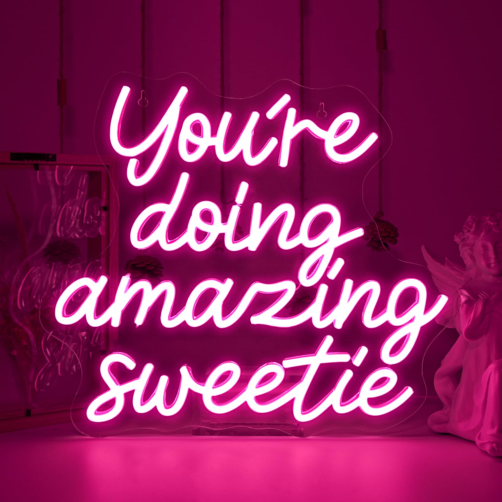 YouRe Doing Amazing Sweetie Neon Sign Pink Dimmable Led Neon Lights For Wall Decor Usb Powered Light Up Signs For Girls Bedroom Party Salon Best Gifts For Birthday Christmas