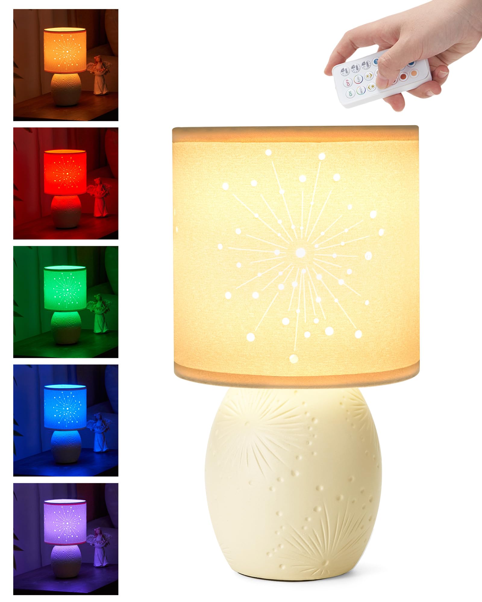 UMEXUS Small Cordless Table Lamp with Remote for Restaurant Dining, Rechargeable Battery Operated Lamp with Timer & Dimmer Multi