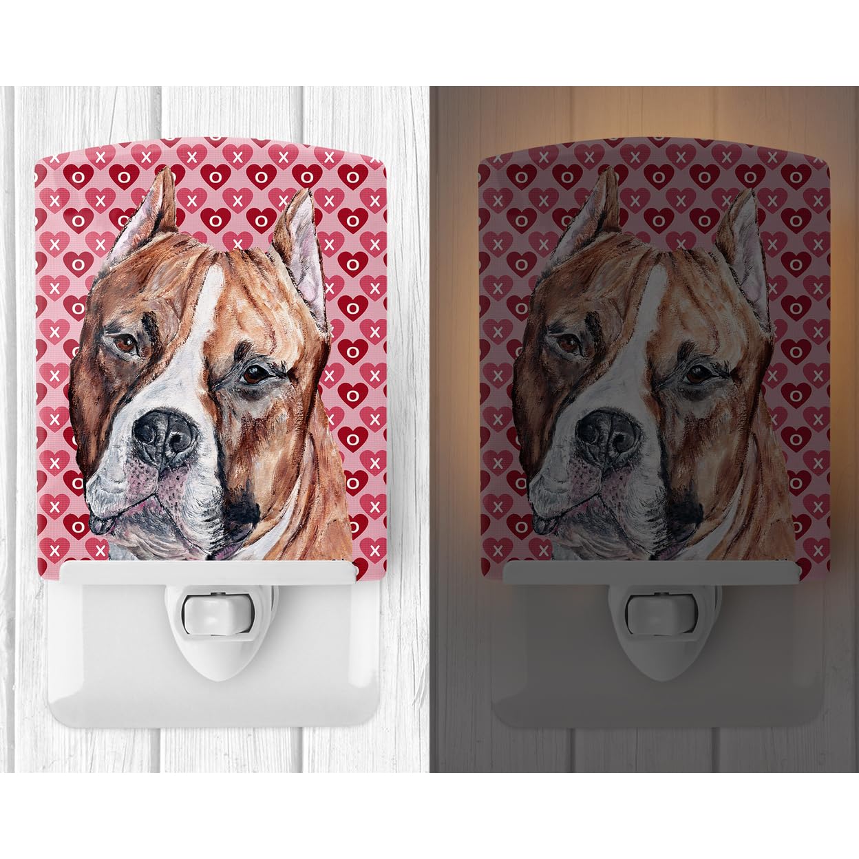 Carolines Treasures Ceramic Night Light, Staffordshire Bull Terrier, UL-Certified, 6x4x3in, Multicolor, Model SC9704CNL