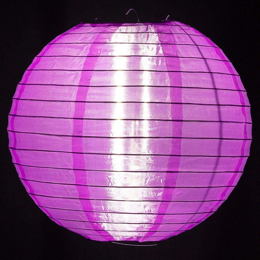 Quasimoon Paperlanternstore.Com 4 Inch Violet Round Nylon Lantern, Even Ribbing, Hanging Decoration (10-Pack)