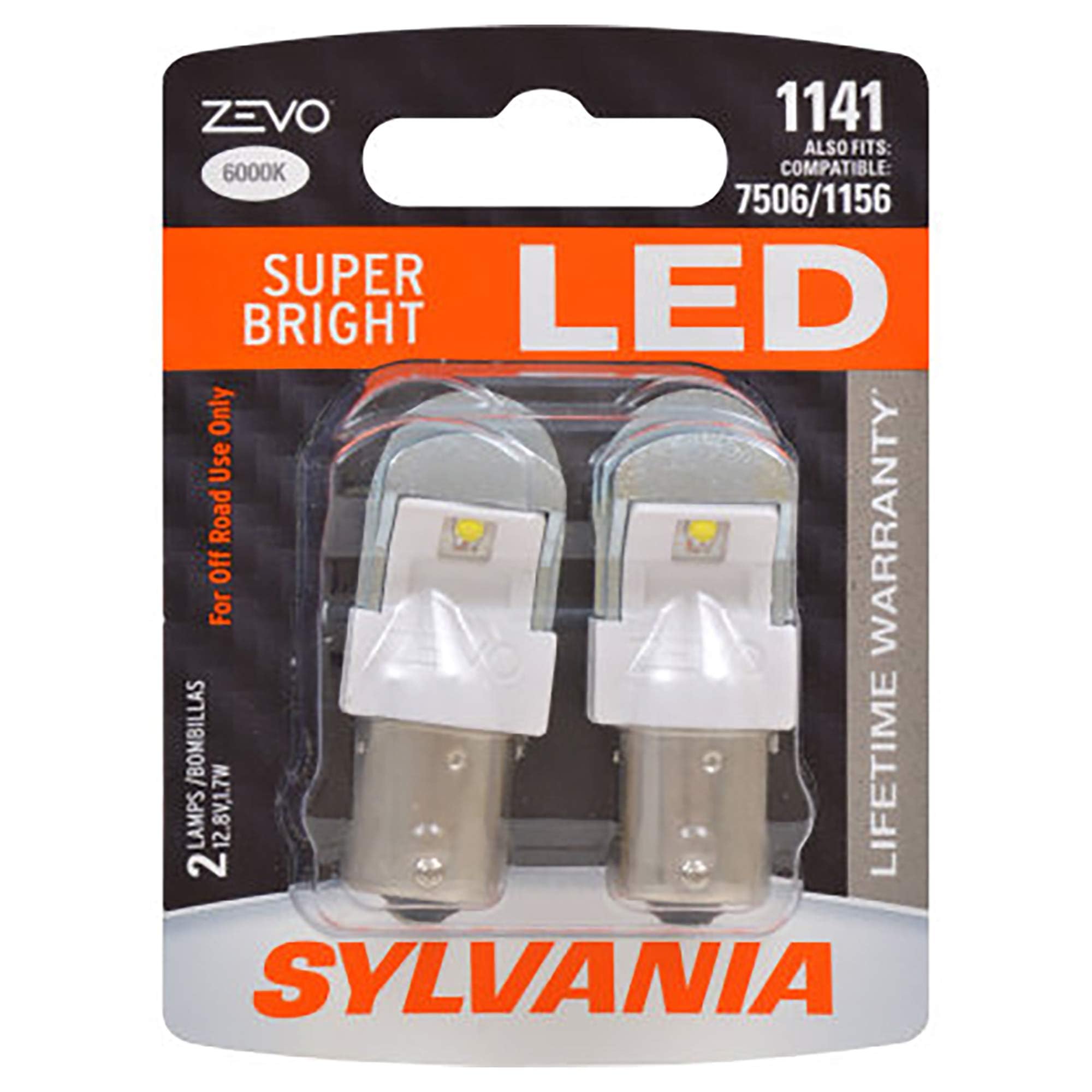 SYLVANIA 1141 ZEVO LED Bulb - White, Bright LED for DRL & Reverse, 2-Pack