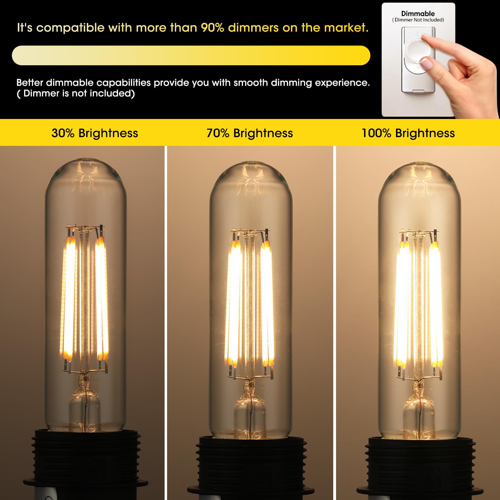 Gozelux Dimmable E26 Led Bulb 6W Equal 60 Watt Warm White 2700K E26 Edison Ac120V 750Lm Tubular T9 T10 Led Light Bulb For Rustic