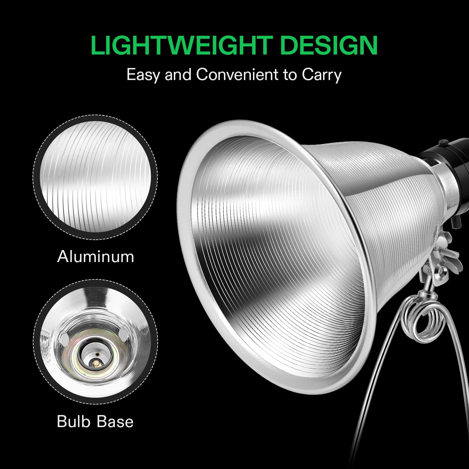 Vivosun 2-Pack Clamp Lamp Light With Detachable 5.5 Inch Aluminum Reflector Up To 60W E26 Socket (No Bulb Included), 6 Feet Cord, Ul Listed