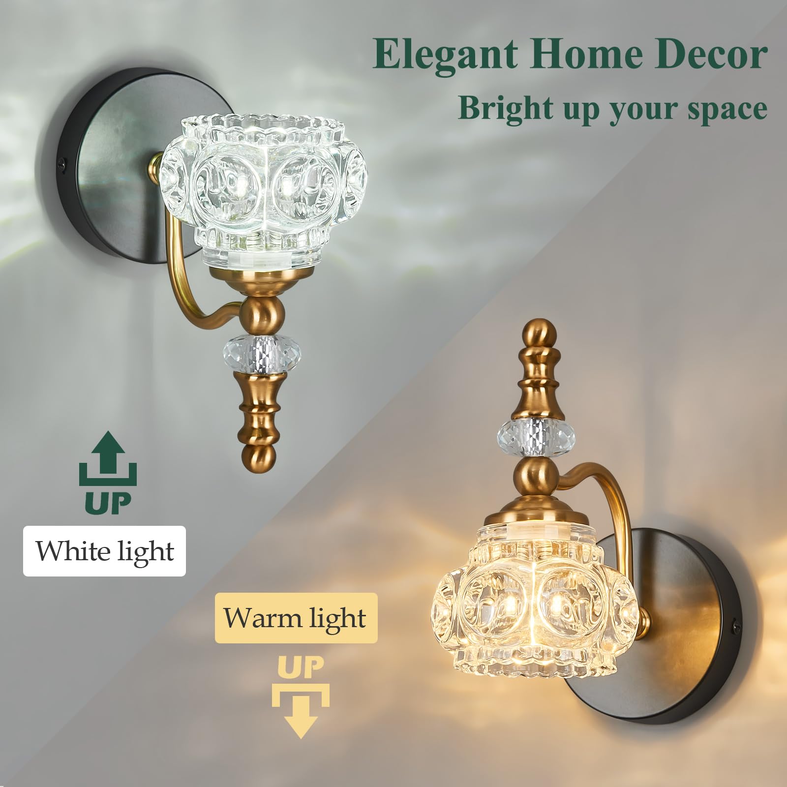 Lbsqj Modern Wall Sconces Set Of Two Black Gold Vintage Indoor Glass Wall Lamp Bathroom Vanity Light Fixture Wall Mounted Room Sconce Wall Lighting