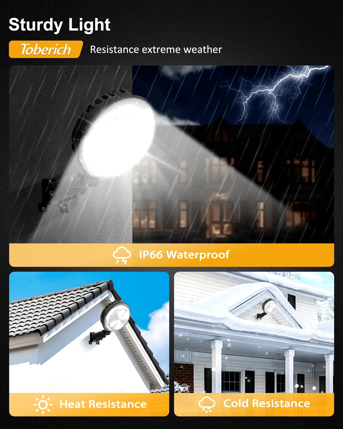 toberich LED Barn Light 150W 20000LM Dusk to Dawn IP66 Waterproof Black 1 Pack GCD-01