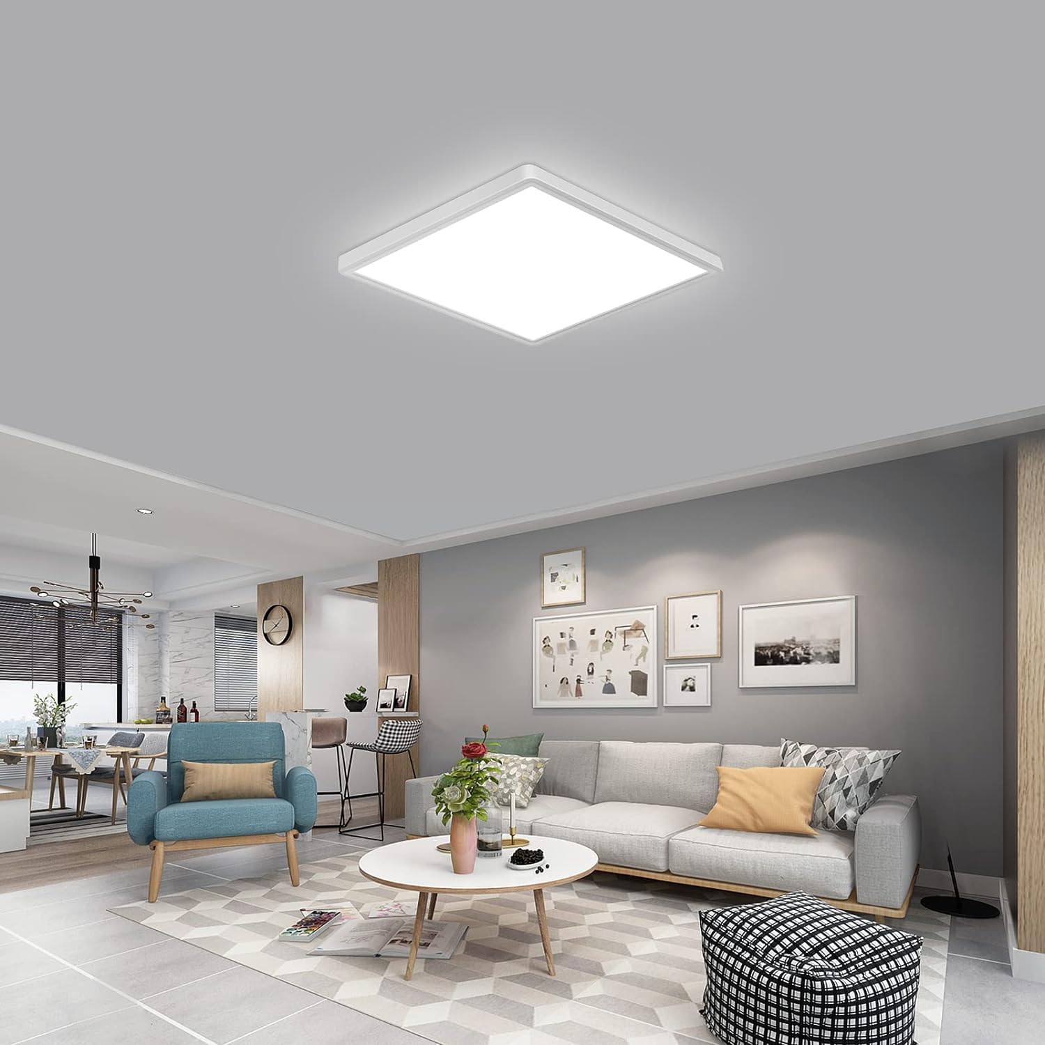 Delipop 6 Pack 12&quot; Ultra Thin Led Ceiling Light 24W, 6500K Cool White For Home & Office