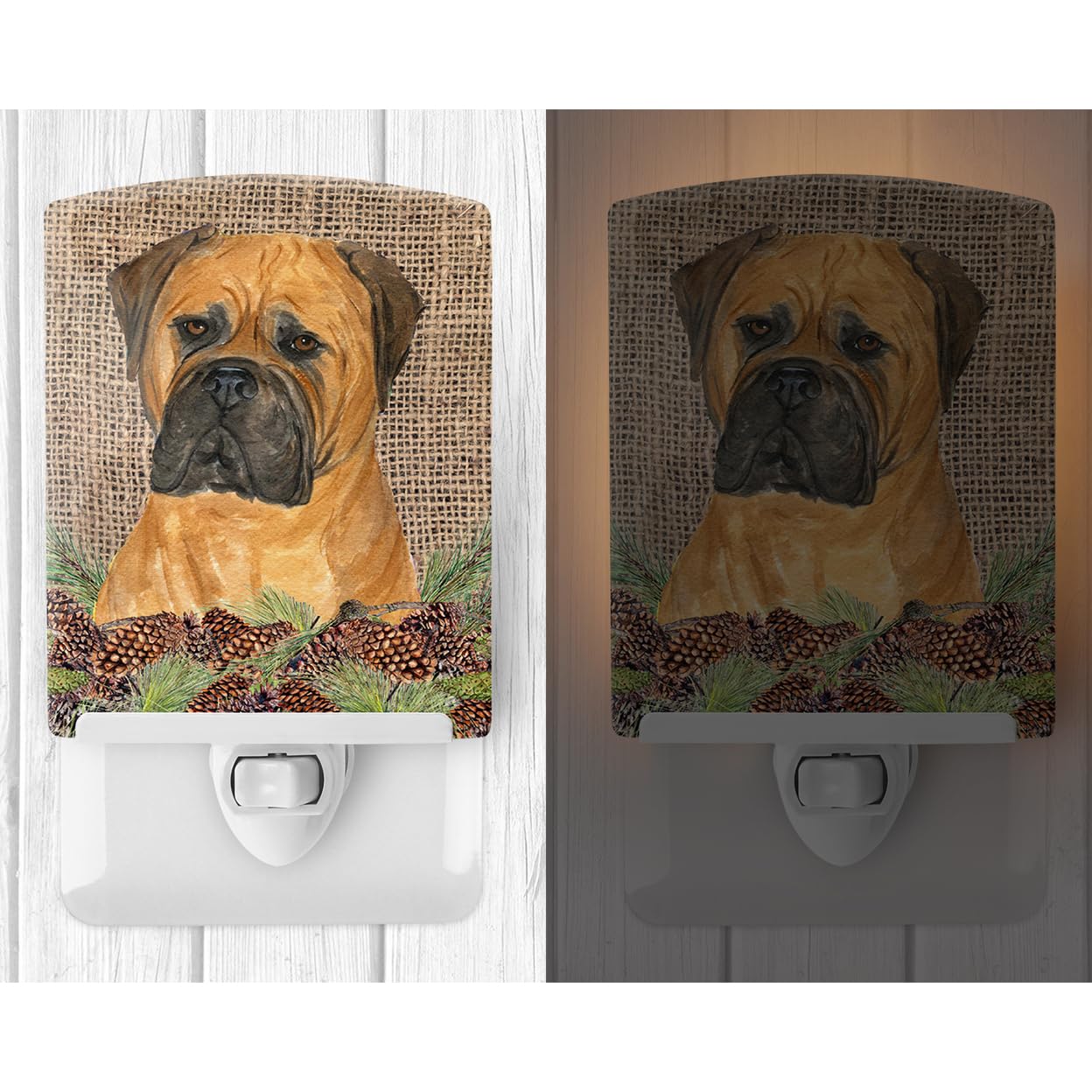 Carolines Treasures Ceramic Night Light, Bullmastiff Design, UL-Certified, 6x4x3 inches, Ideal for Bedroom, Bathroom, Nursery, Multicolor