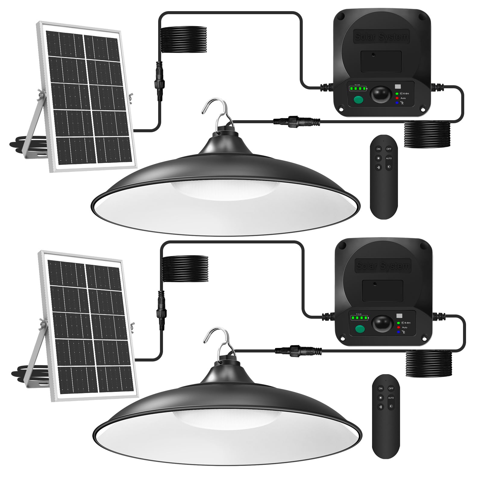 Etetale Solar Shed Lights - 3200LM Motion Sensor, IP65 Waterproof, 4 Modes, 2 Pack, Black, Model DP046AB
