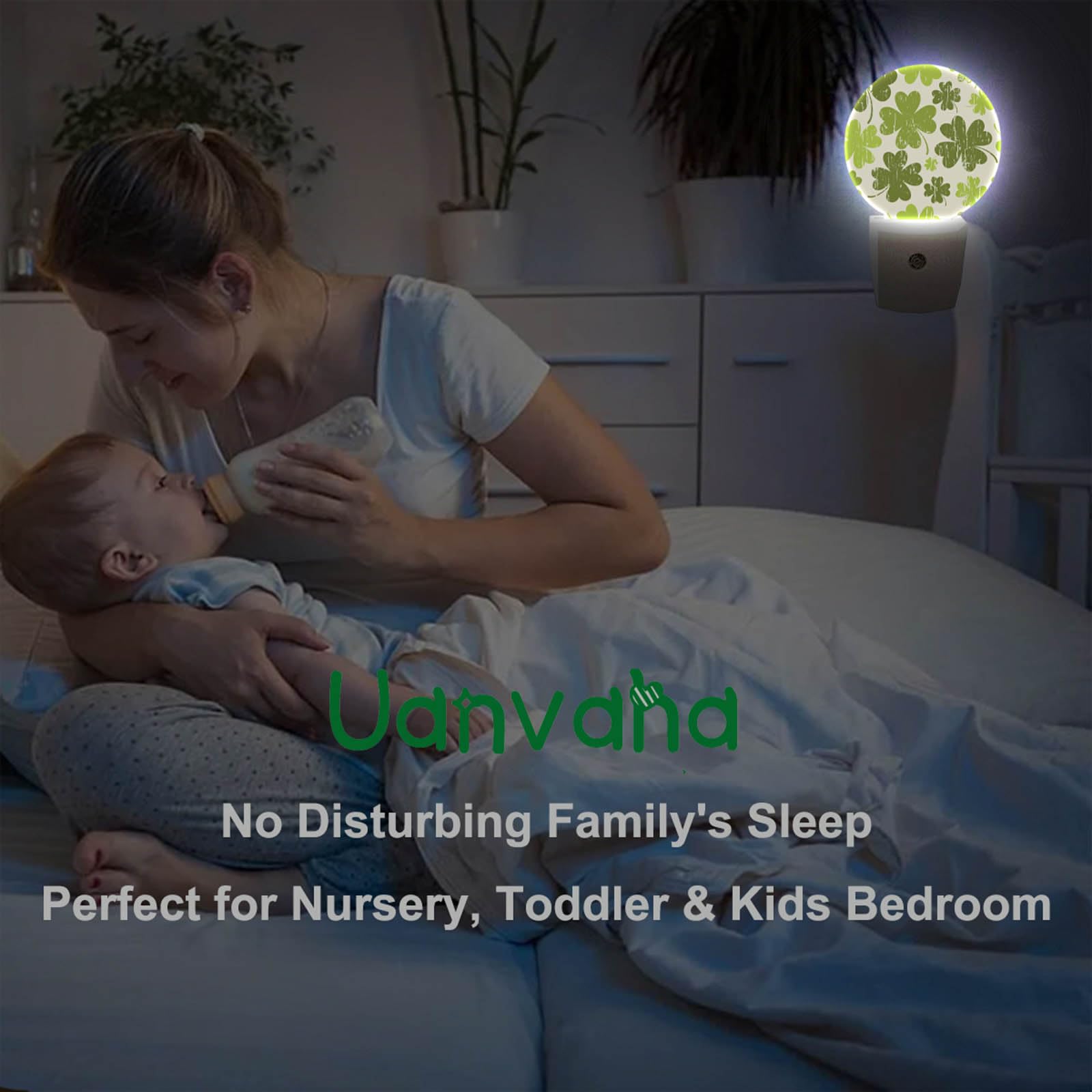 Uanvaha Vintage Shamrock Night Light Green Clover Patrick Night Lights Plug In Auto Sensor Led Lamp Dusk To Dawn Nightlight Ener