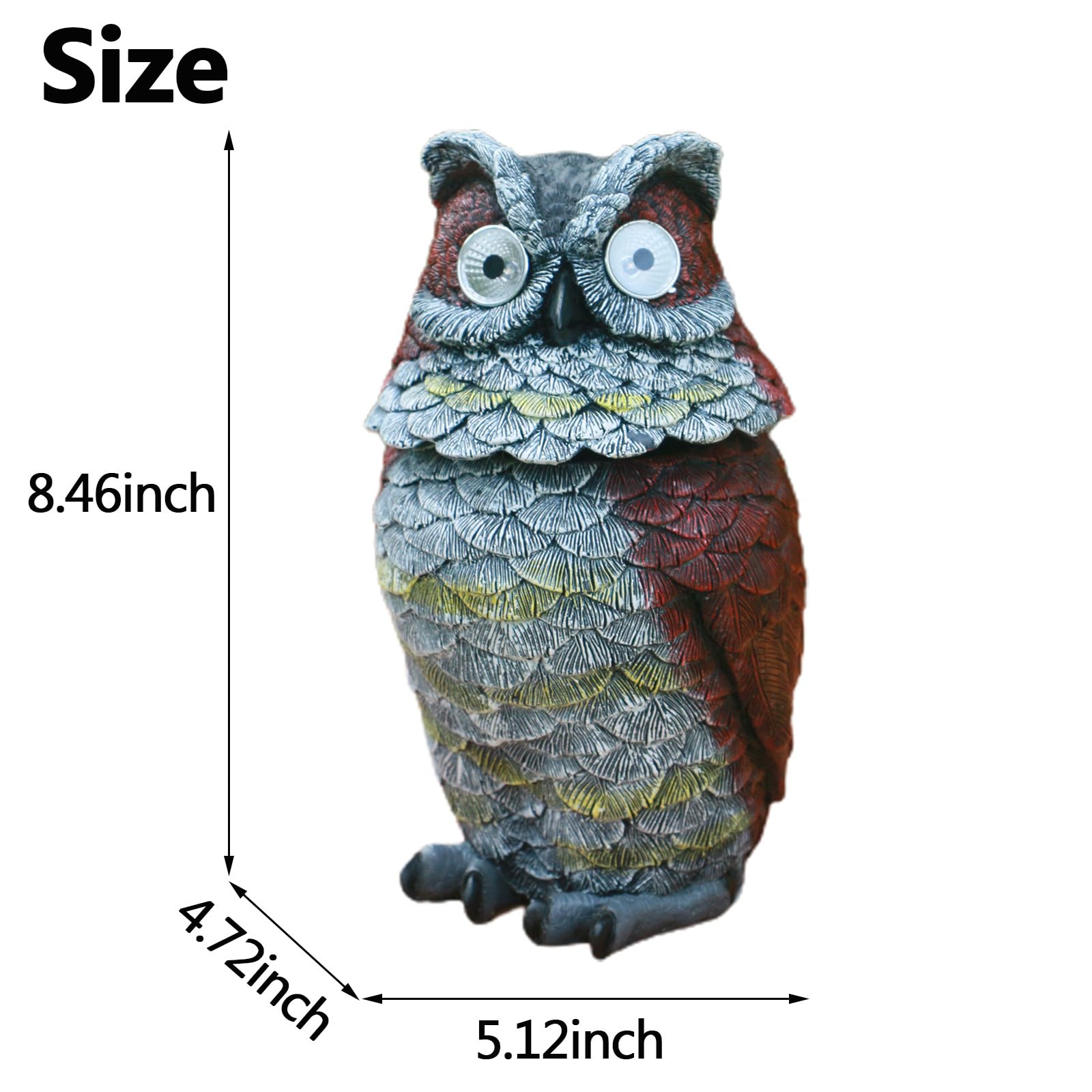 Jy.Cozy Solar Owl Decoy Statue - Glowing Eyes Resin Outdoor Decor For Garden, Porch, Lawn