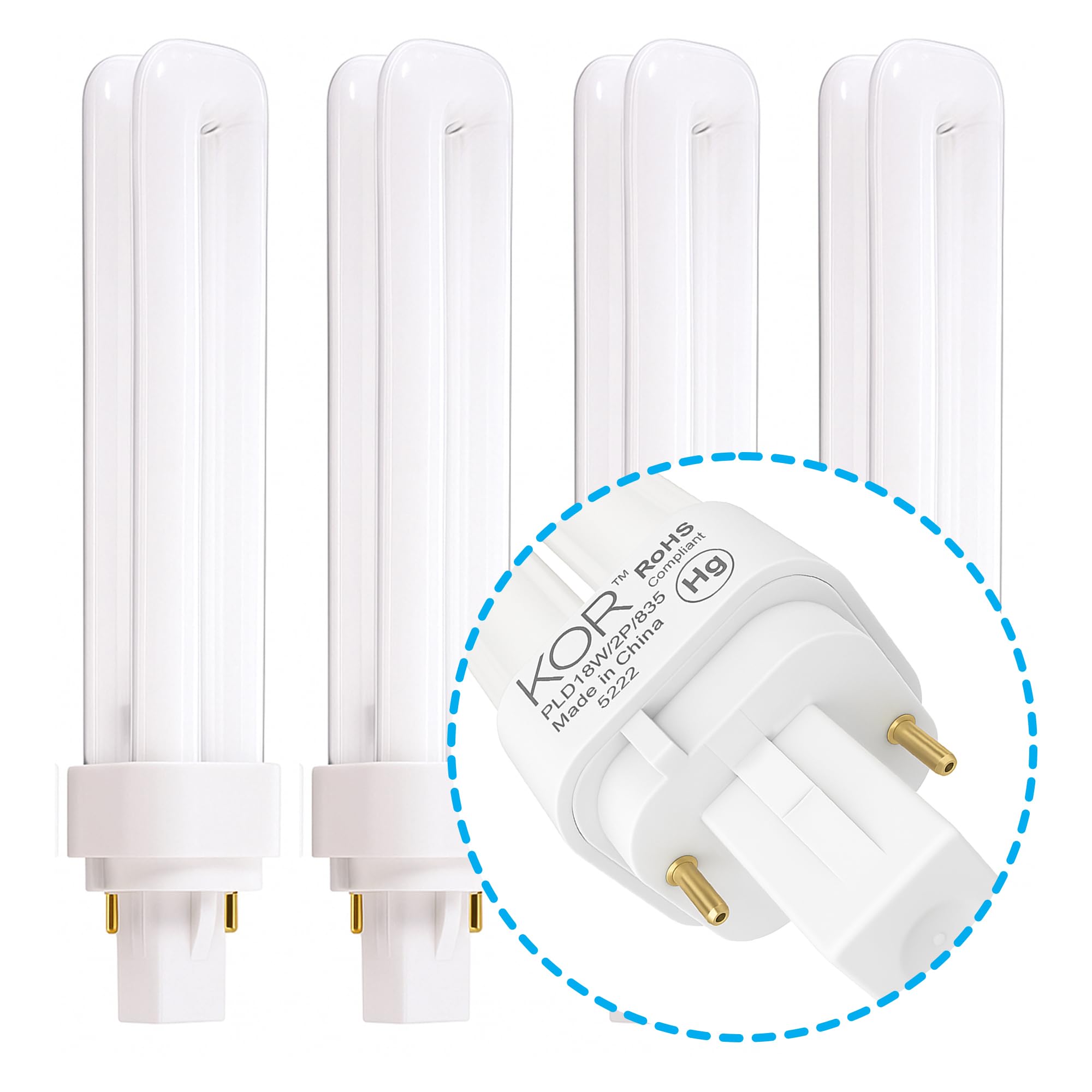 (4 Pack) PL18W/2U/2P/841 18-Watt Double Tube G24d-2 (2 Pin) Base 4100K CFL-Plug-in Replacement for Sylvania 21111/20678 CF18DD/8