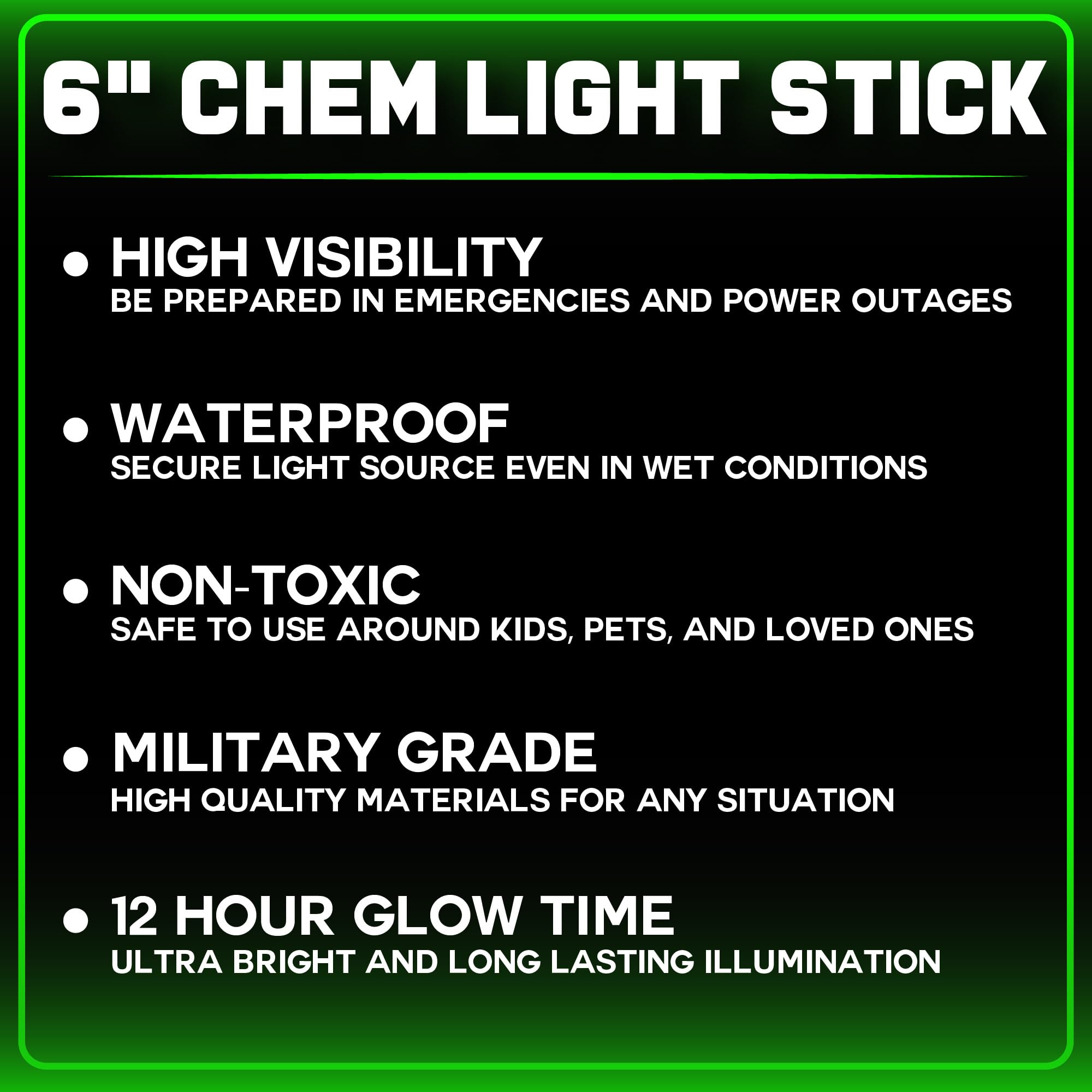 PartySticks Green Glow Sticks - 6" Tactical Light Sticks, 25 Pack, Military Grade, 12 Hour Duration, Ideal for Camping & Emergency Use
