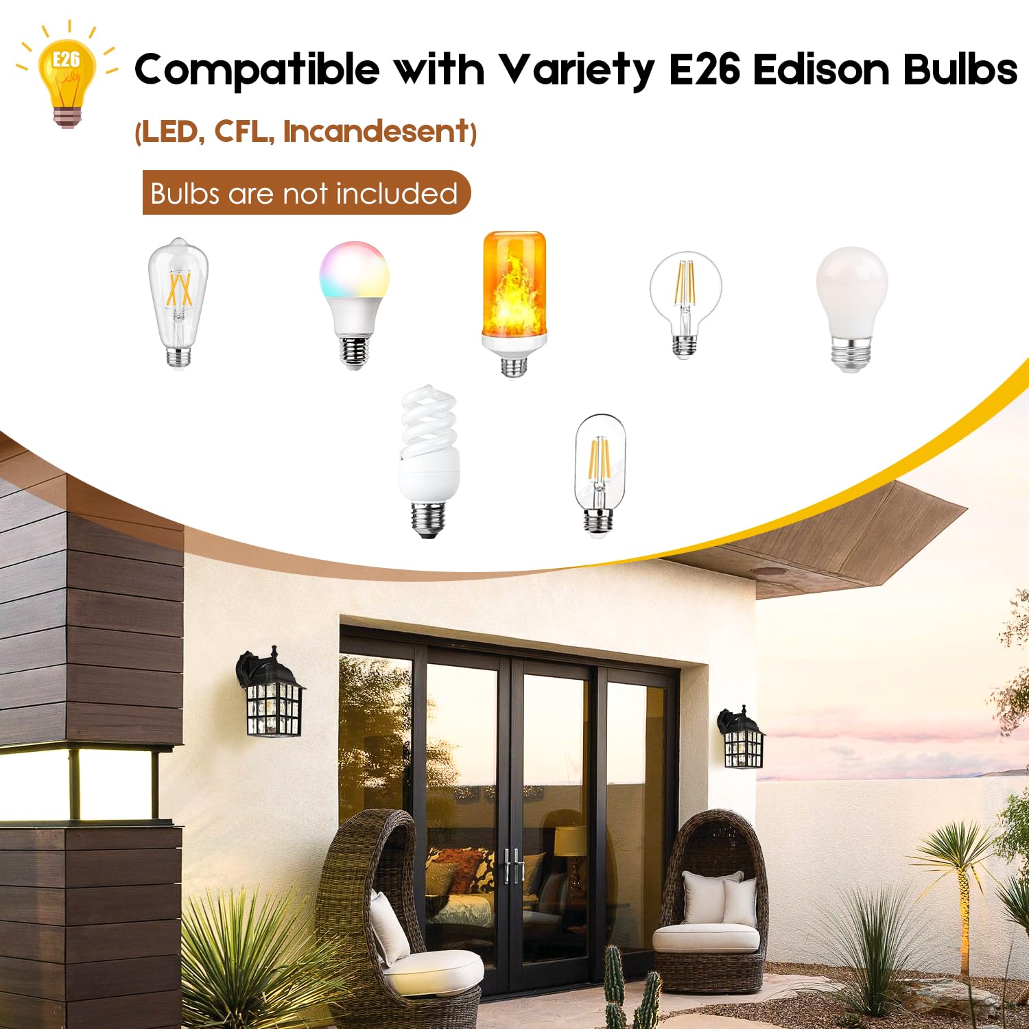 Dusk To Dawn Outdoor Wall Light Fixture, Waterproof Exterior Wall Lantern Porch Light With Photocell Sensor, Modern Bronze Outsi