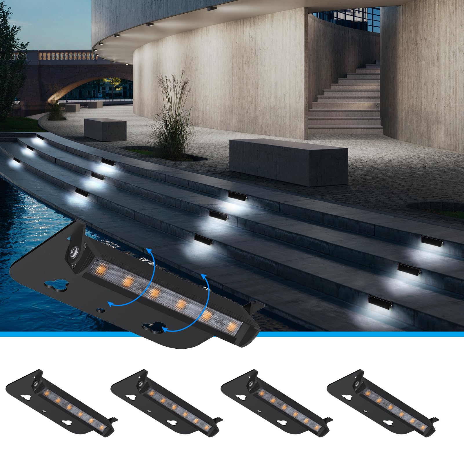 Lecotresy Modern Hardscape Lighting 12W 5000K Daylight White 12inch Aluminum 4 Pack IP65 Waterproof Model LECO-12-4-5000