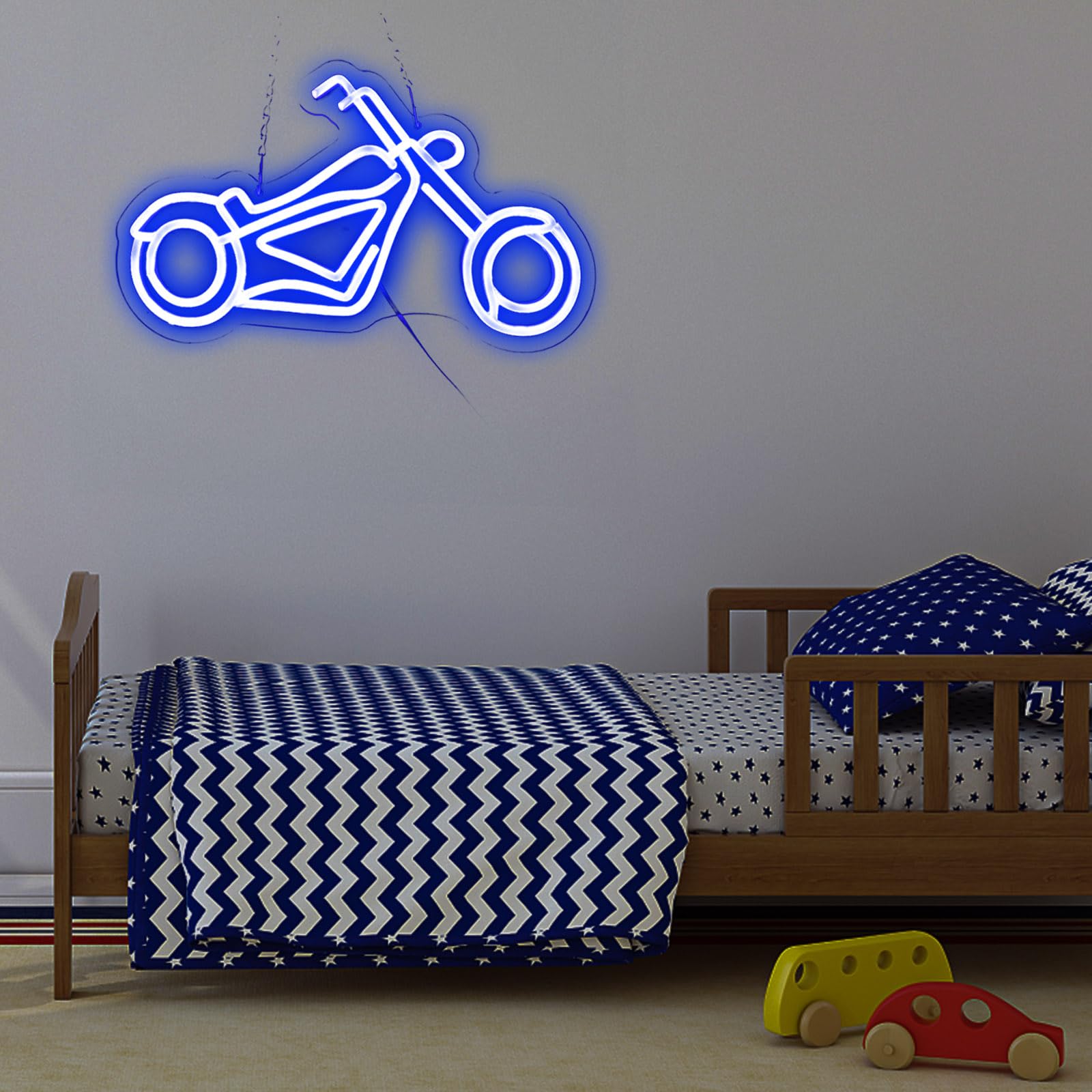 LeDigPig Motorcycle Neon Sign LED Wall Décor Light 16.8in x 10in Acrylic Motorcycle-Blue
