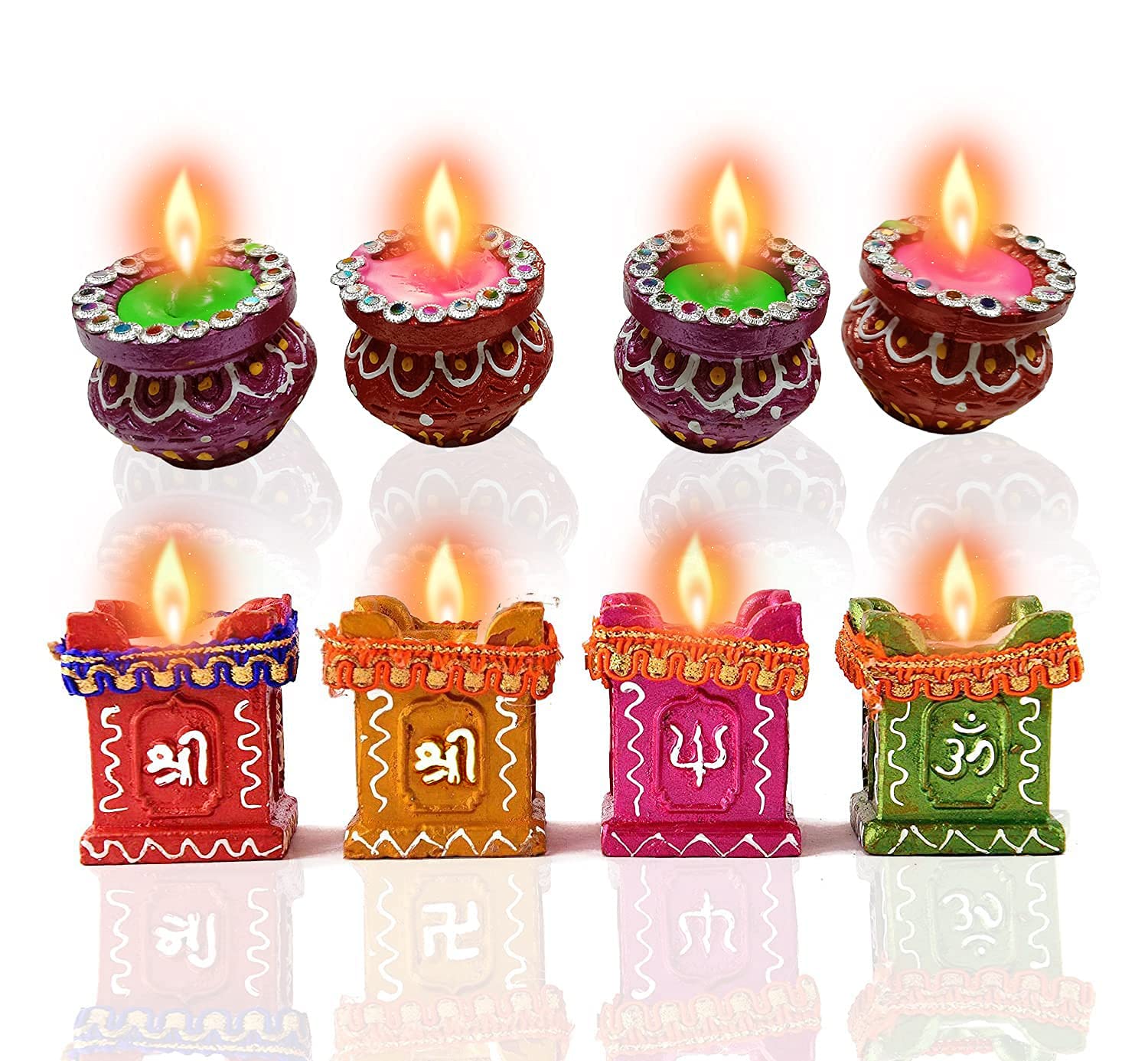 CraftVatika 8 Diwali Diya Combo of and Matki Diya for Puja Diwali Decoration Items Terracotta Candles for Home Decoration/Diwali