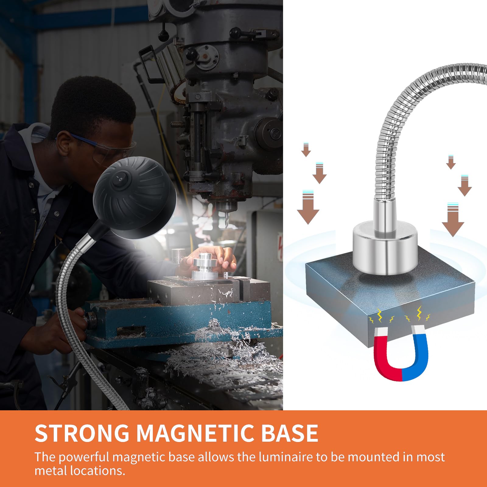 Wangjiatai Led Work Light, Led Machine Light, Magnetic Work Light, 400Mm Flexible Gooseneck Lamp With Magnetic Base, For Sewing