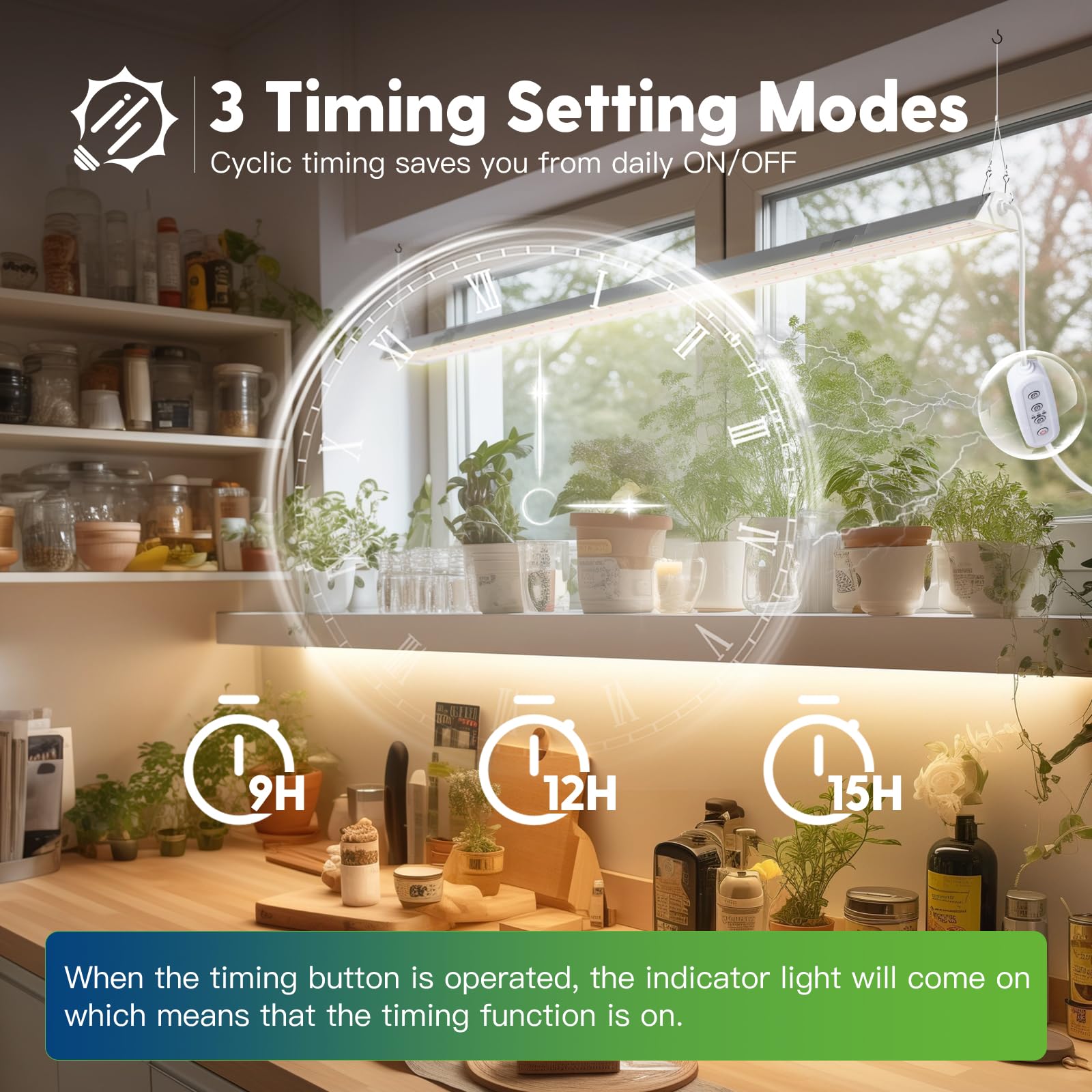 Freelicht 1 Pack 4Ft Led Grow Light With Timer, 60W (350W Equivalent), Sunlike Full Spectrum Integrated Plant Light For Hydropon