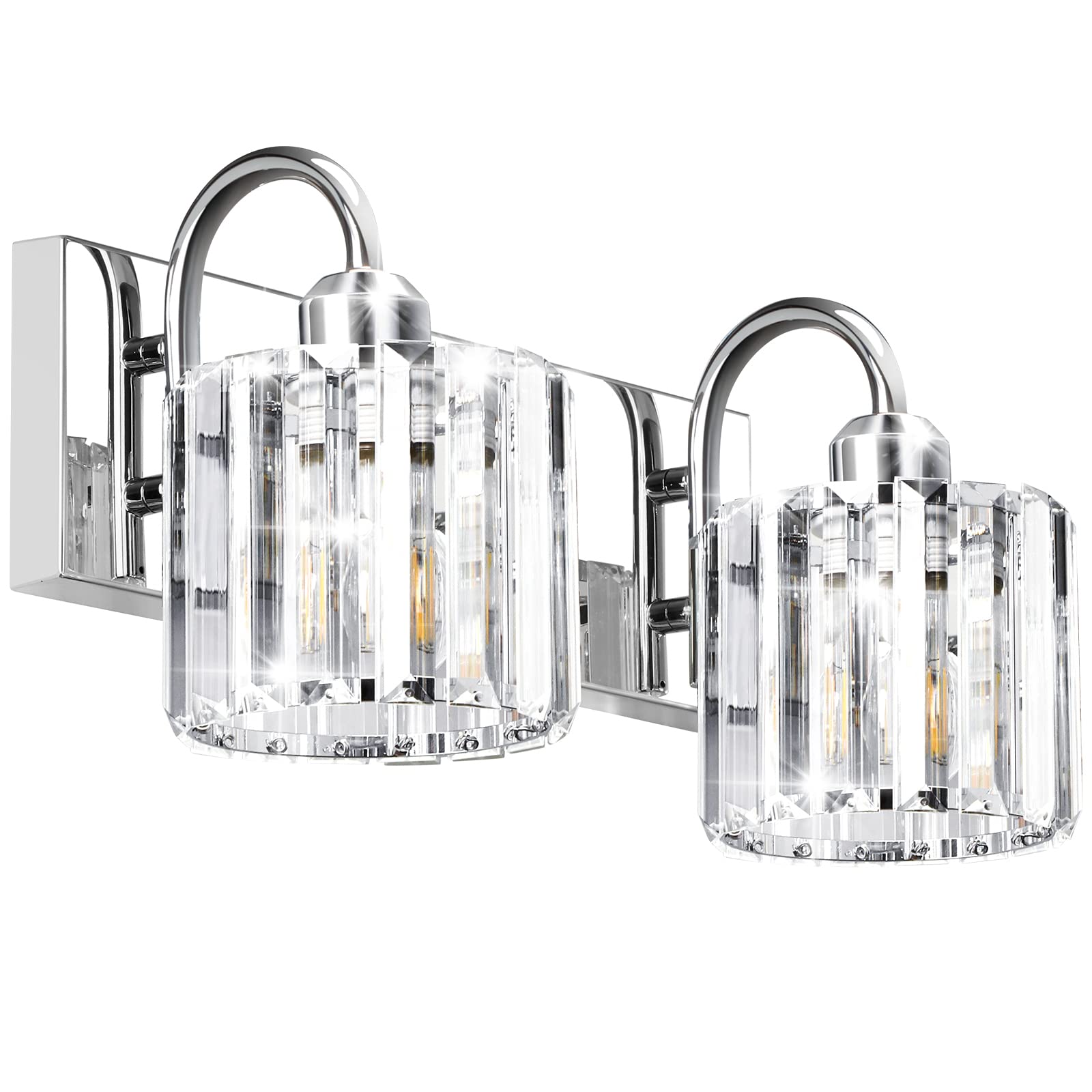 Valytime Bathroom Vanity Lights - Chrome Crystal, 2 Light Fixtures Over Mirror