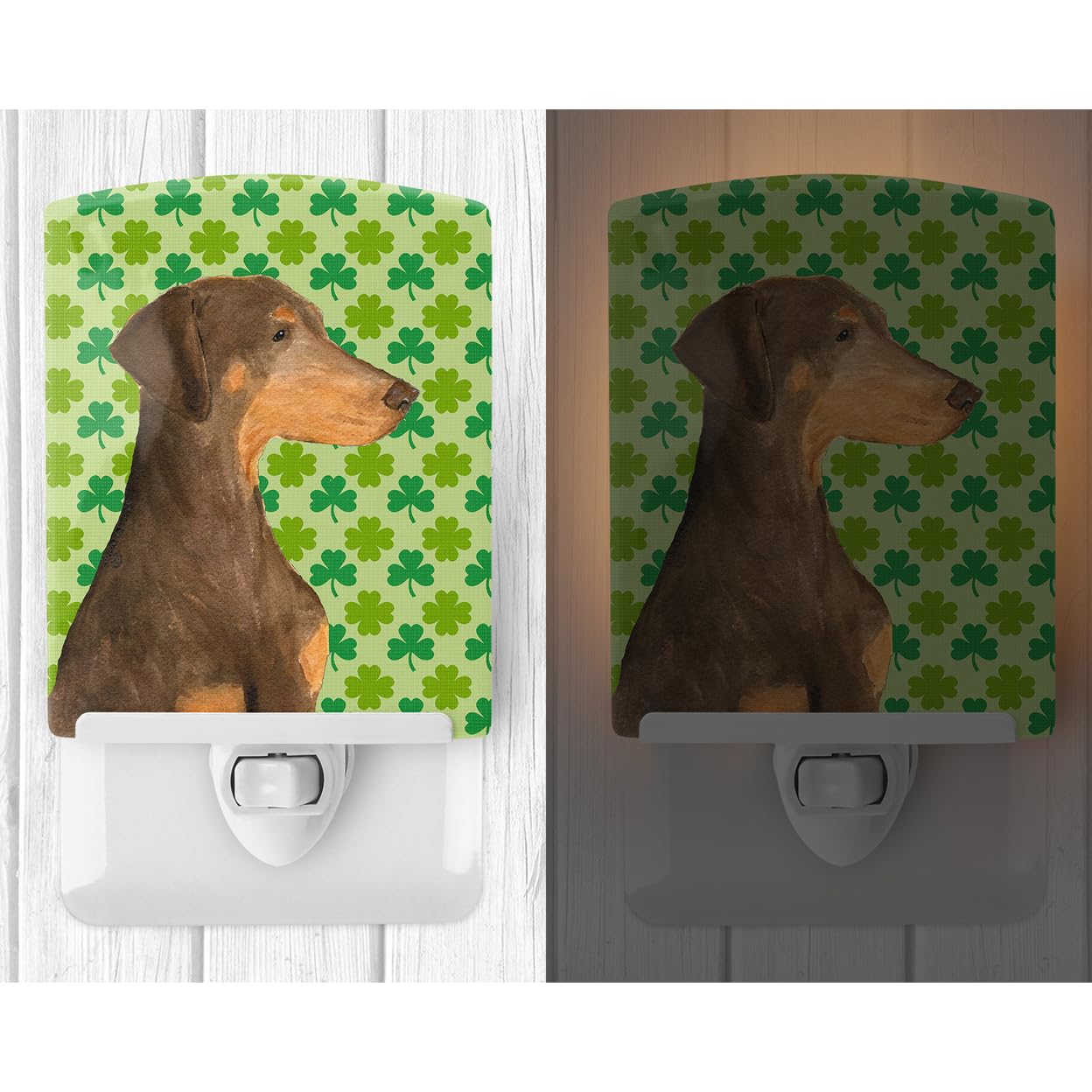 Carolines Treasures Ceramic Night Light, Doberman St. Patricks Day, 6x4x3in, Multicolor, Model SS4410CNL