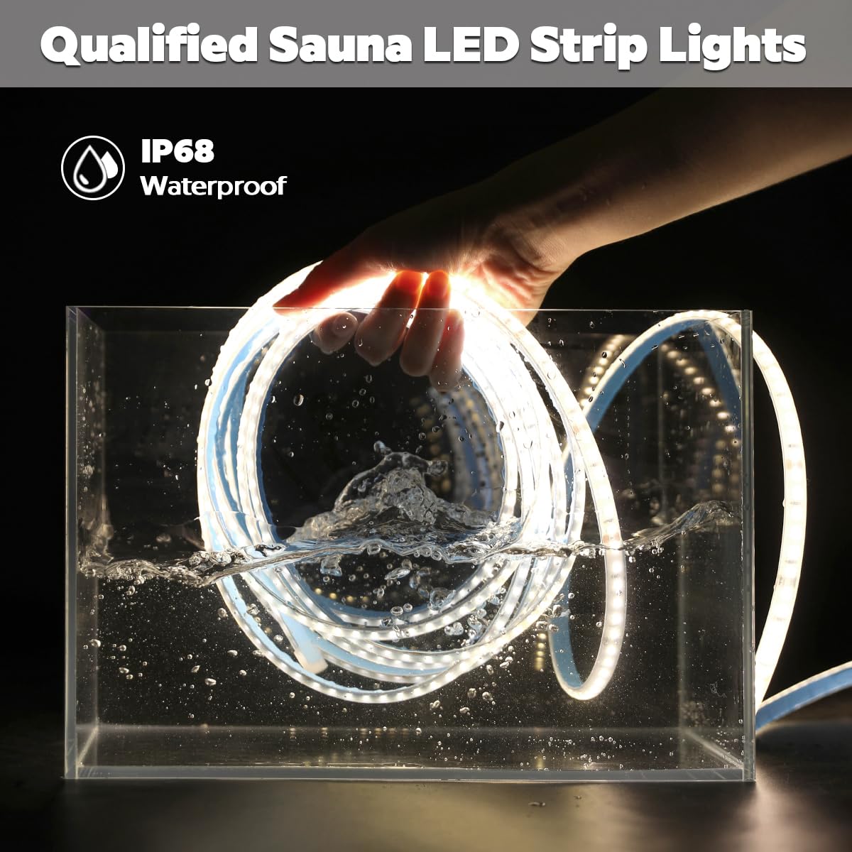 SLL HUT Sauna LED Strip Lights, 5m Heat Resistant, 4000K Natural White, IP68 Waterproof, Model FSLSAUNA-24V-120DW10