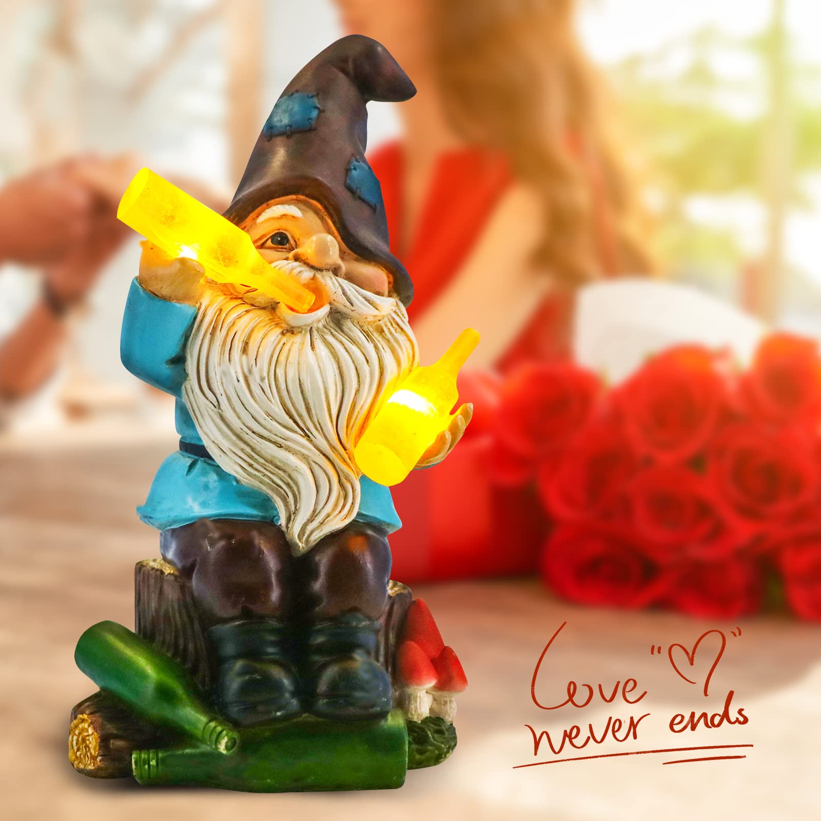 Dkjocky Solar Garden Gnome - Funny Outdoor Decor With Led Lights, Large Resin Gift For Women