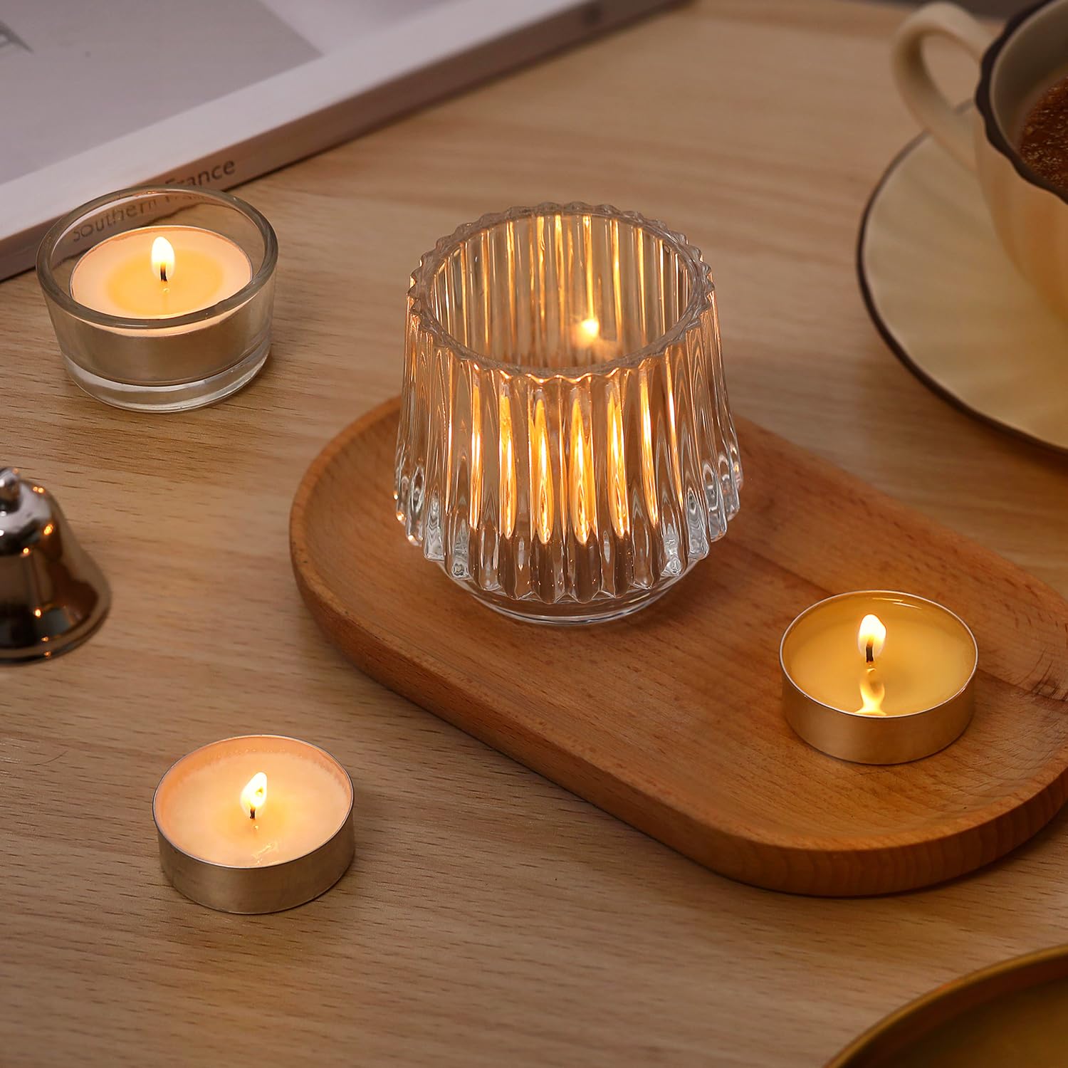 Soy Tealight Candles | 50 Pack | 4 Hours - 100% Natural Soy Wax Tea Candles | Paraffin-Free, Unscented Tealights Small Candles i