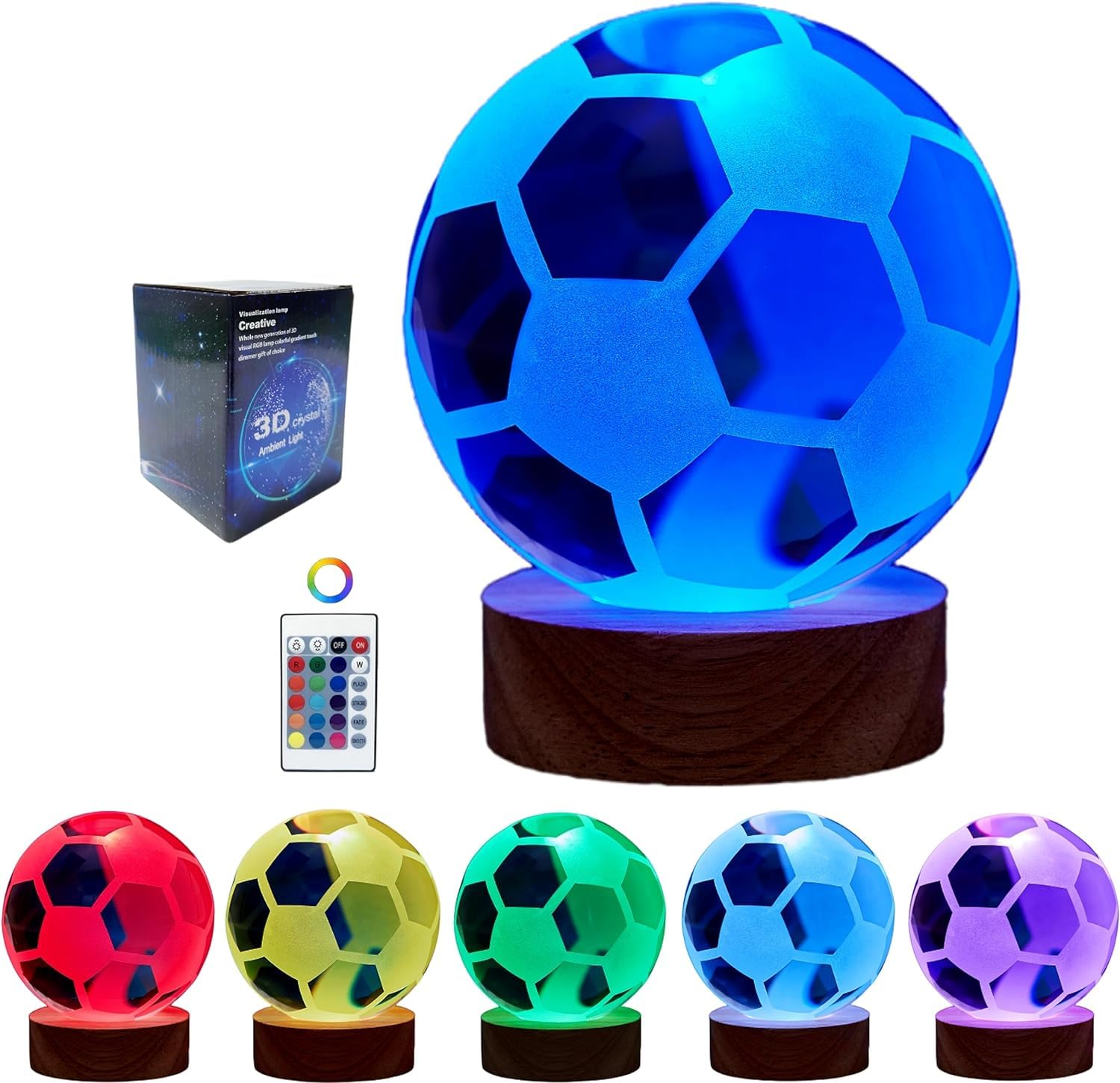 Janarary Large 3D Soccer Ball Night Light, Soccer Lamp 16 Color Changing With Remote Control For Bedroom Decor, Ideal Cool Desk