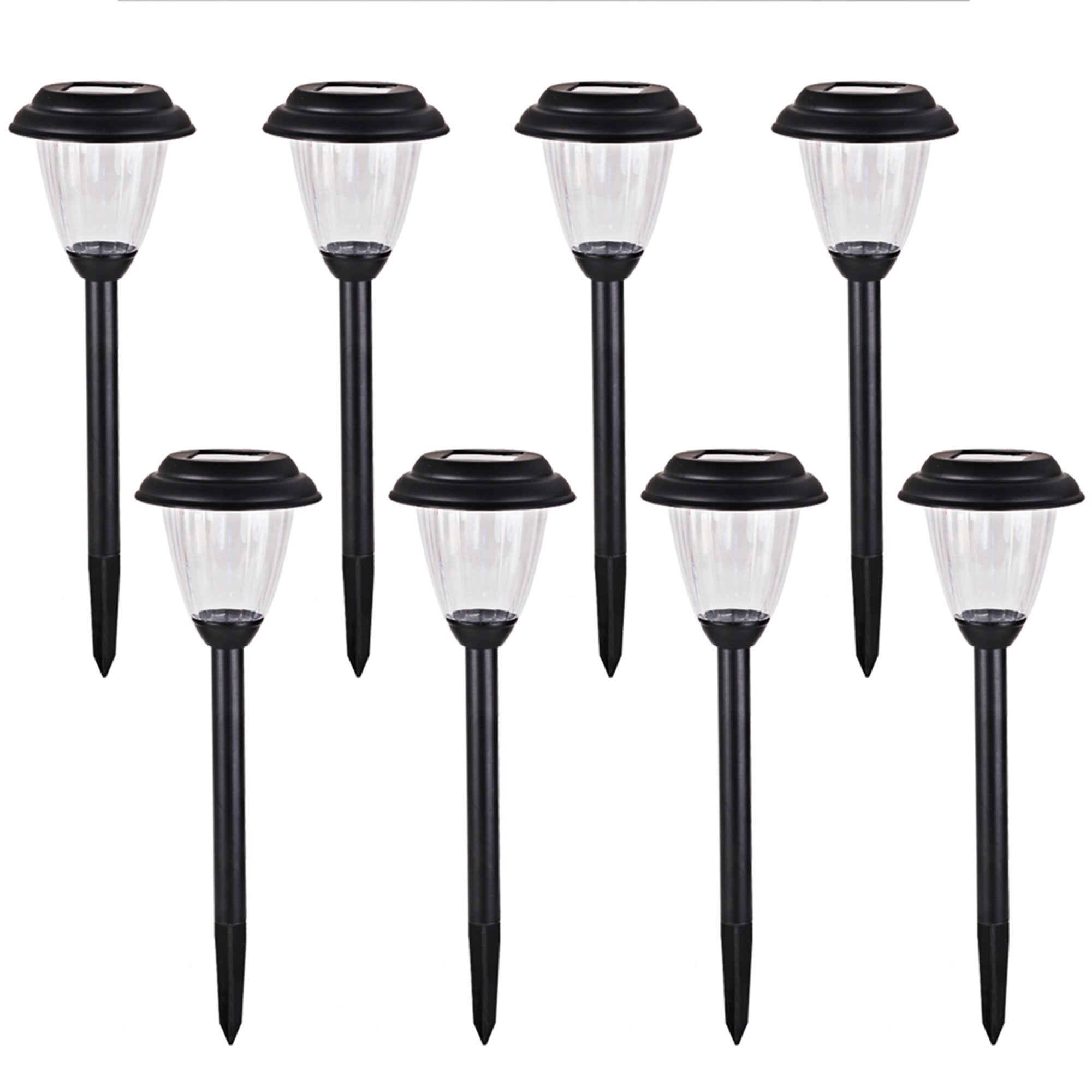 Voona Solar Outdoor Pathway Lights, Matt Black Stainless Steel, 8-Pack, Led For Garden, Landscape, Yard, Driveway