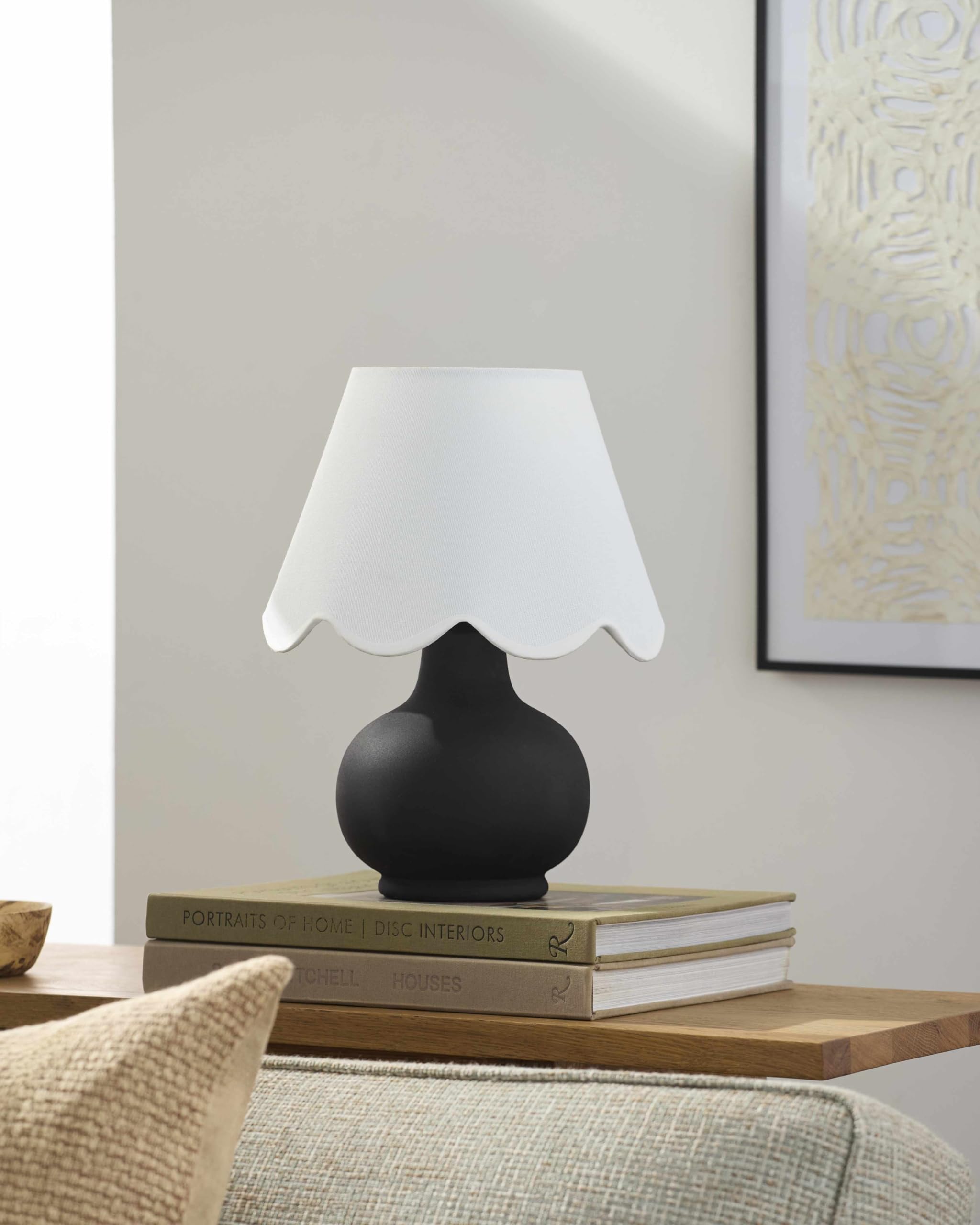 Hauteloom Theisseil Table Lamp - Ceramic, Black/White, 13inH x 8inW x 8inD, Model TXCHMF2-070