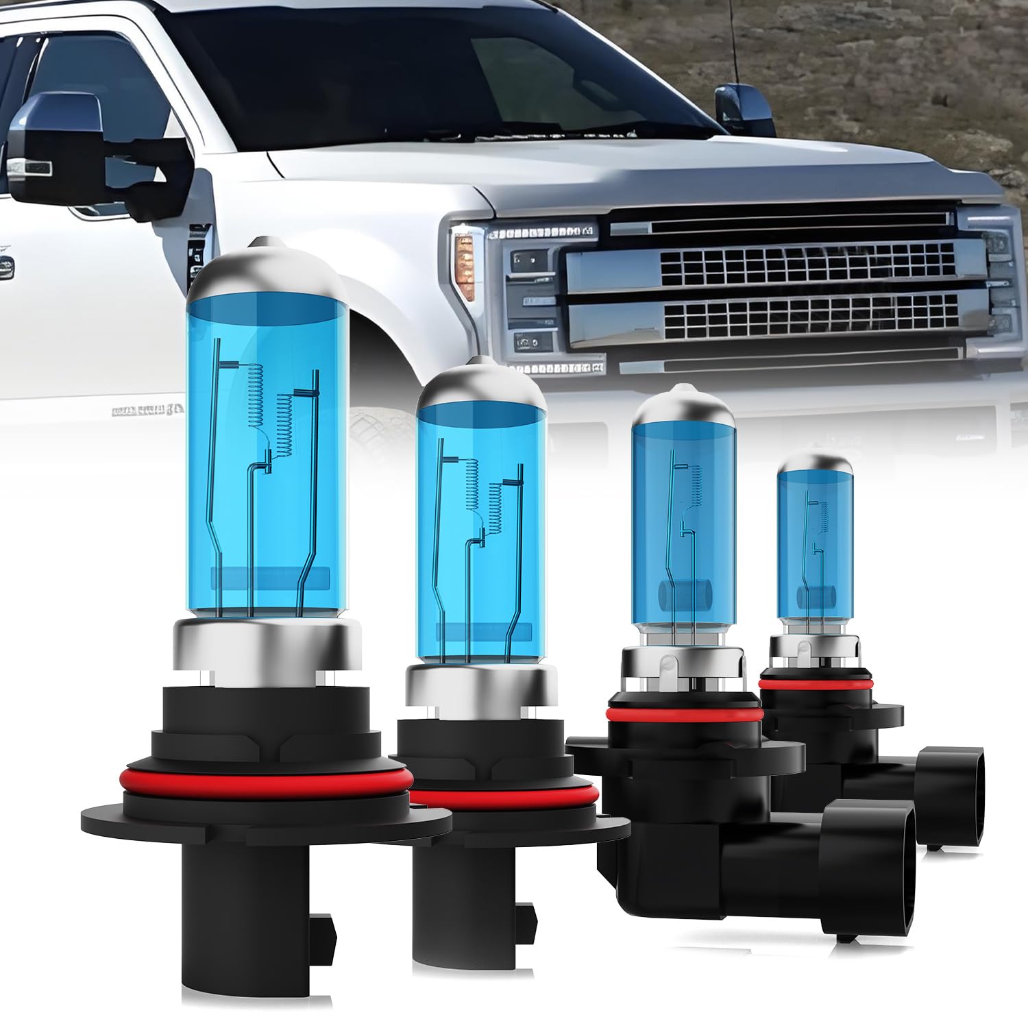 LECCIBUB Headlight Bulbs Compatible With Ford F250 1997-1999, 9007 High Low Beam + 9006 Fog Lights Halogen Light Bulb Combo, Sup