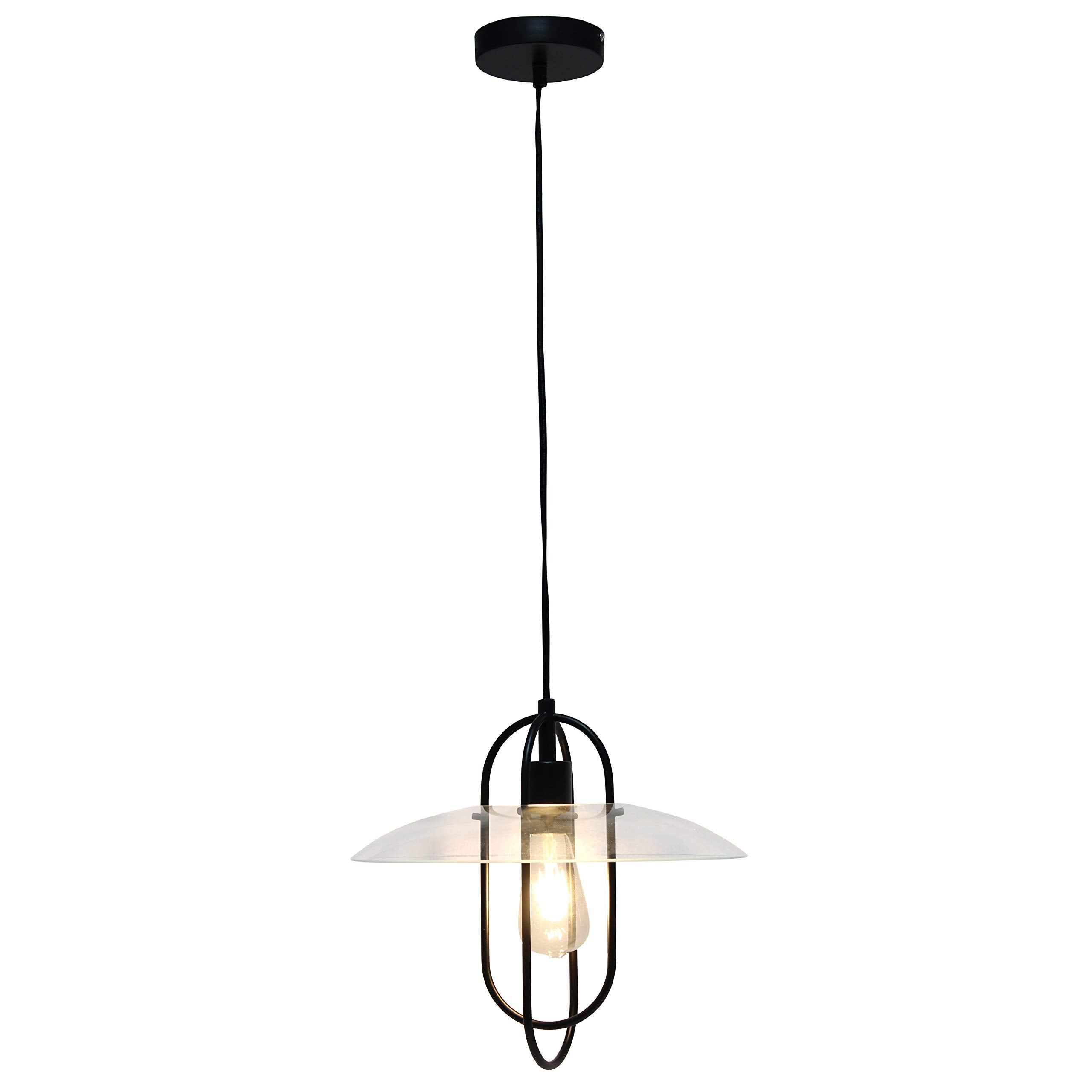 Simple Designs PT1008-BLK Modern Pendant Light, Black, Iron Construction