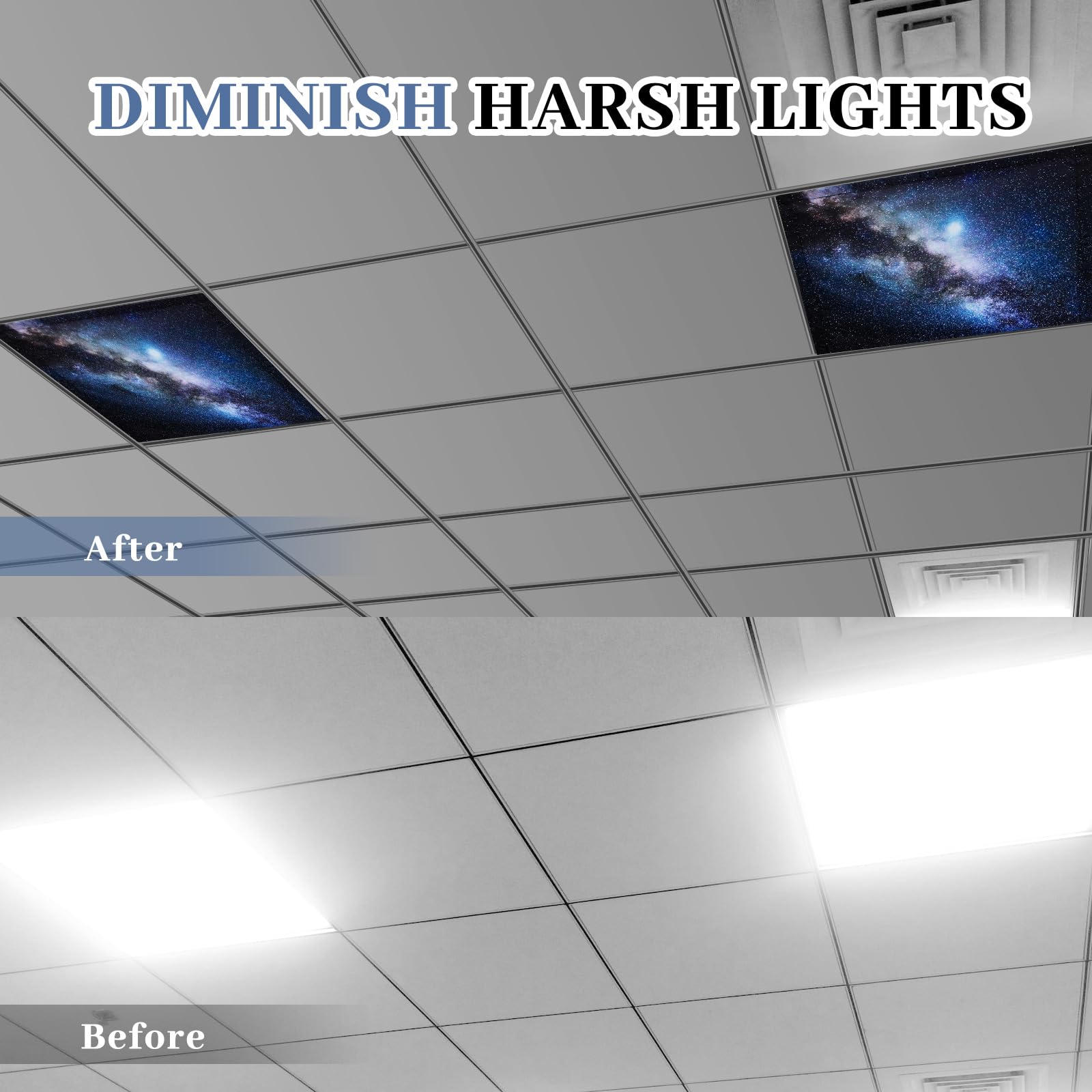 VIHOSE Fluorescent Light Covers for Ceiling Lights, 2x2 Feet, Milky Way, Reduces Glare and Flicker, Model ANB-VIHOSE-17444