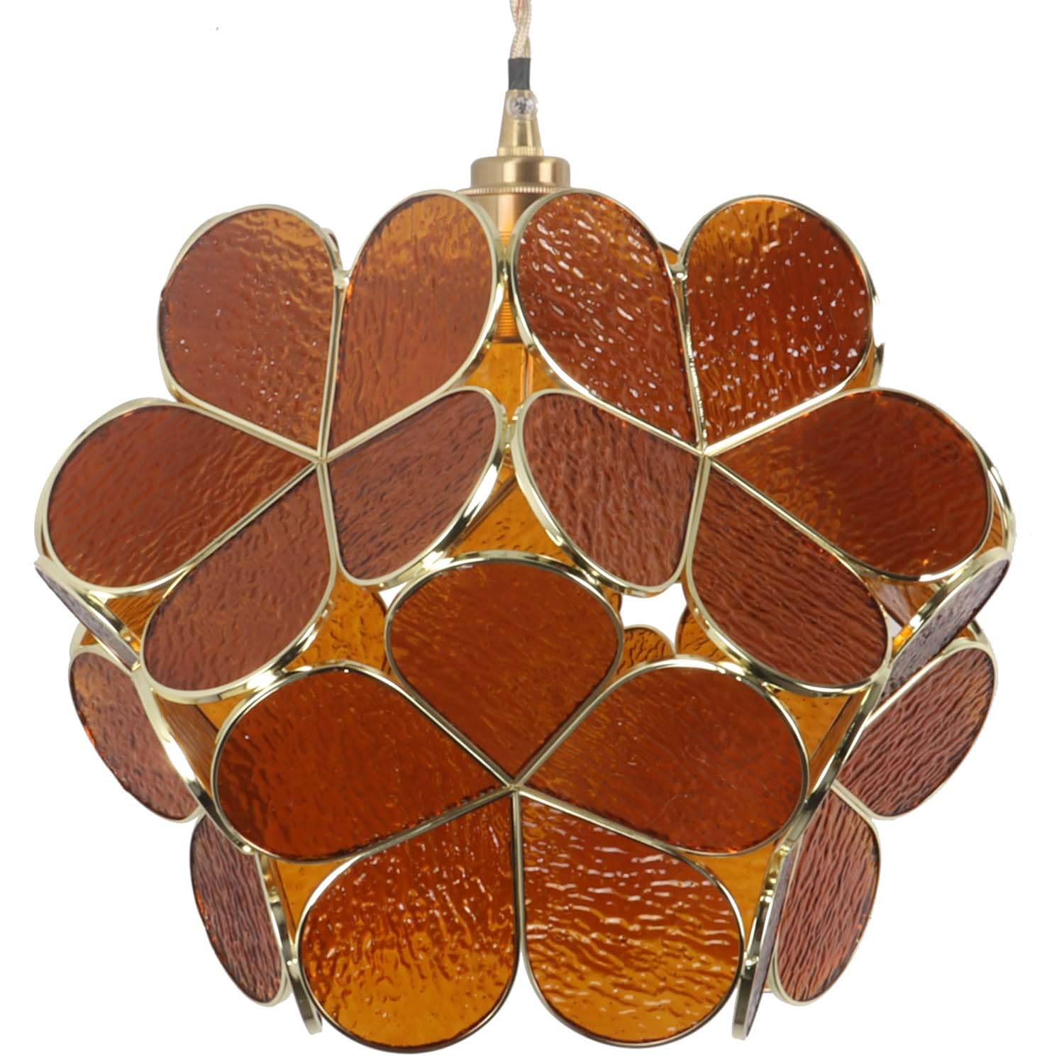 Bieye L11011 Petals Tiffany Style Stained Glass Ceiling Pendant Light for Home Decoration (Textured Amber, 12 Cherry Blossom)