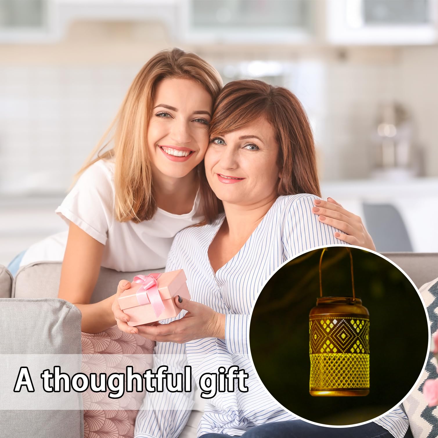 2 Pack Solar Lanterns Outdoor Waterproof - Birthday Gifts for Women, Men, Mom, Solar Lights Outdoor Hanging Garden Decor for Out