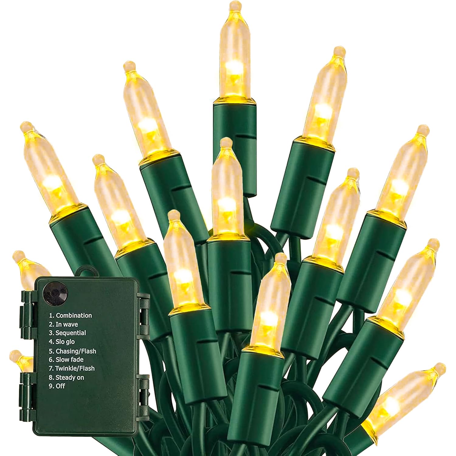 Tw Shine 50 Led Battery Operated Christmas Lights, 16Ft Waterproof Warm White String Lights