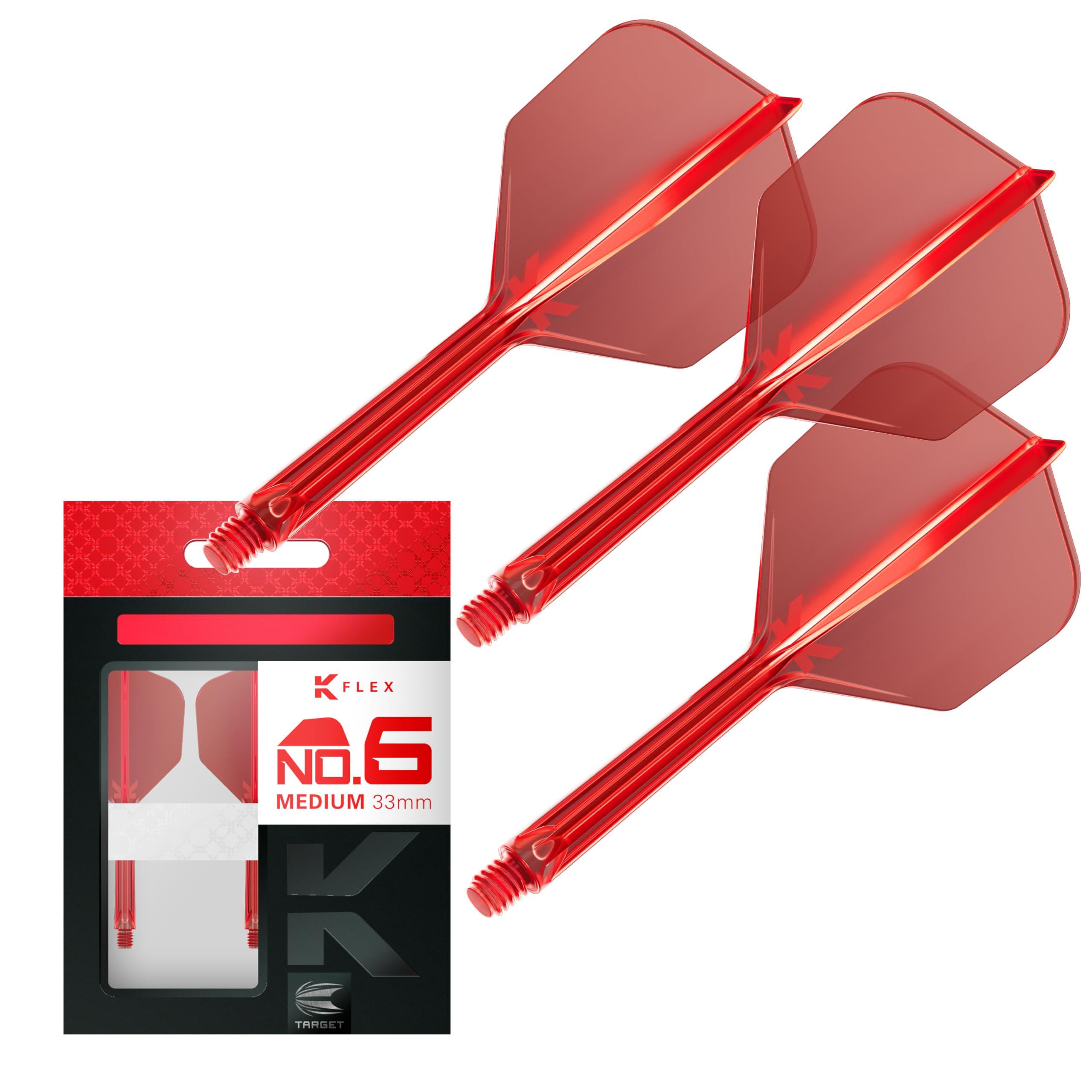 Target Darts K Flex Dart Flights & Shafts No.6 Red Medium (33mm) Pack of 3