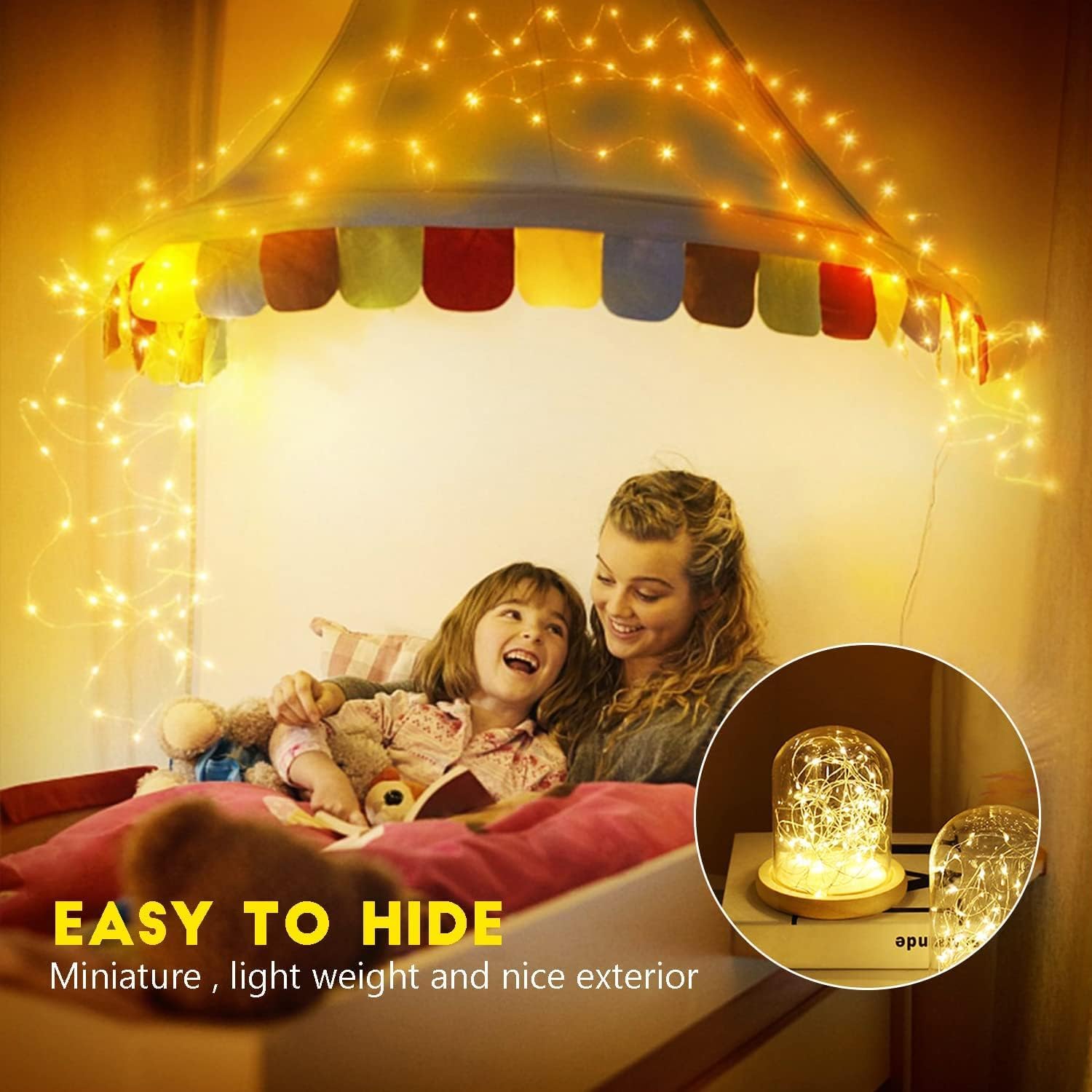 Brightown Fairy Lights - 12 Pack 7ft Battery Operated Warm White Copper Wire LED String Lights for Mason Jars, Crafts, and Decor