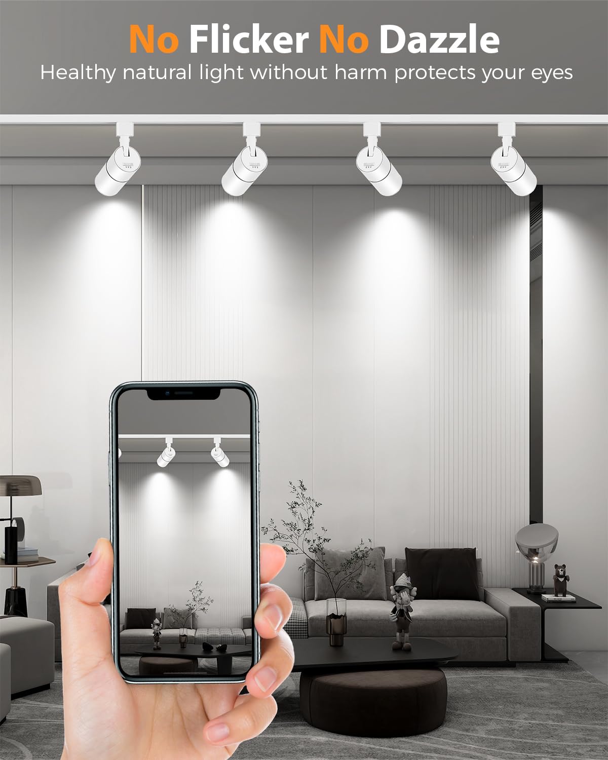 Vanoopee 10W Dimmable Led Track Lighting Heads, 3000K-5000K, 6 Pack,