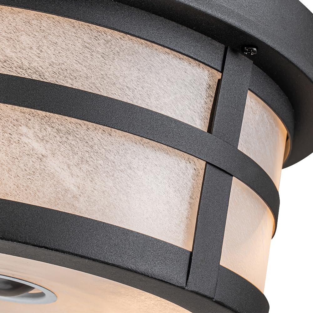 Oupavocs Flush Mount Outdoor Ceiling Light With Motion Sensor, Front Porch Light Ceiling Mount, Adjustable Sensor 2-Light Black