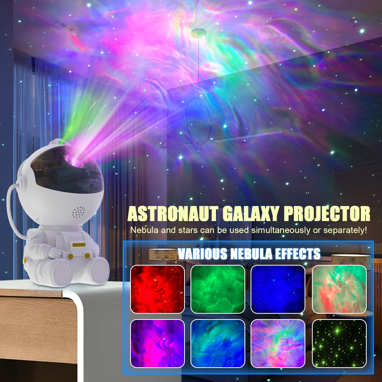 Astronaut Galaxy Projector - Star Projector Galaxy Light For Bedroom, Led Night Light For Kids Room With Timer And Remote, Room