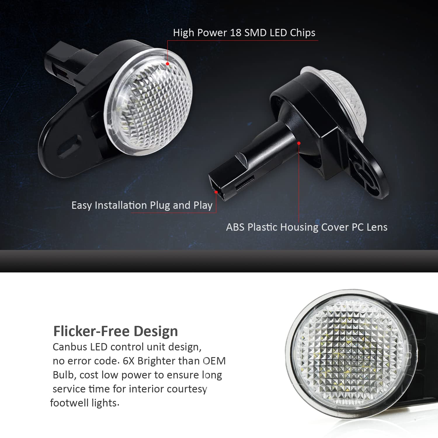 D-Lumina Led Interior Courtesy Light Footwell Lights Under Dashboard Courtesy Floor Lamp Assembly Compatible With Dodge Durango