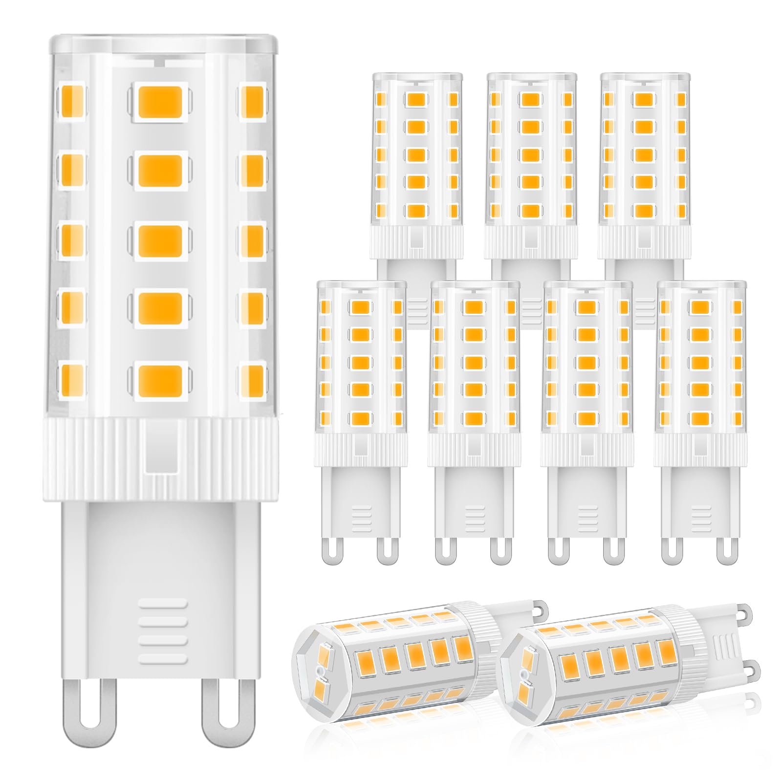 Topleder G9 Led Bulb Warm White 3W, 3000K Non-Dimmable, 30 Watt T4 G9 Halogen Equivalent, 120V No-Flicker, Chandelier Lighting 4