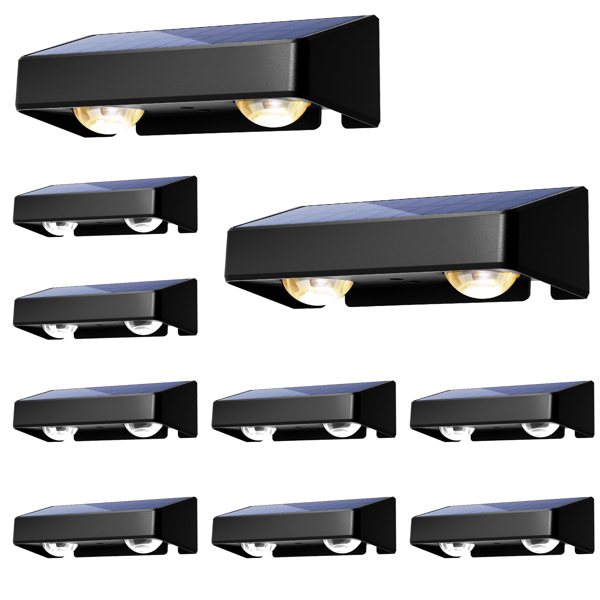 Solar Fence Lights Outdoor, Solar Wall Lights 9 Fixed Colors & Color Changing Modern Solar Powered Deck Lights for Step Stair Pa