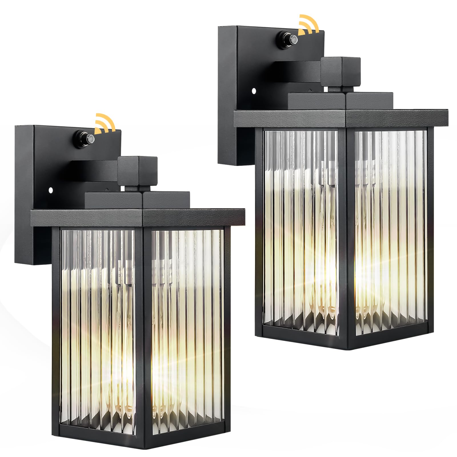 Hameso 2-Pack Outdoor Wall Lights For House Exterior  Dusk To Dawn Porch Lights Outdoor  Waterproof Matte Black Front Door Light Fixture & Garage Lighting With Wall Mount Sconce