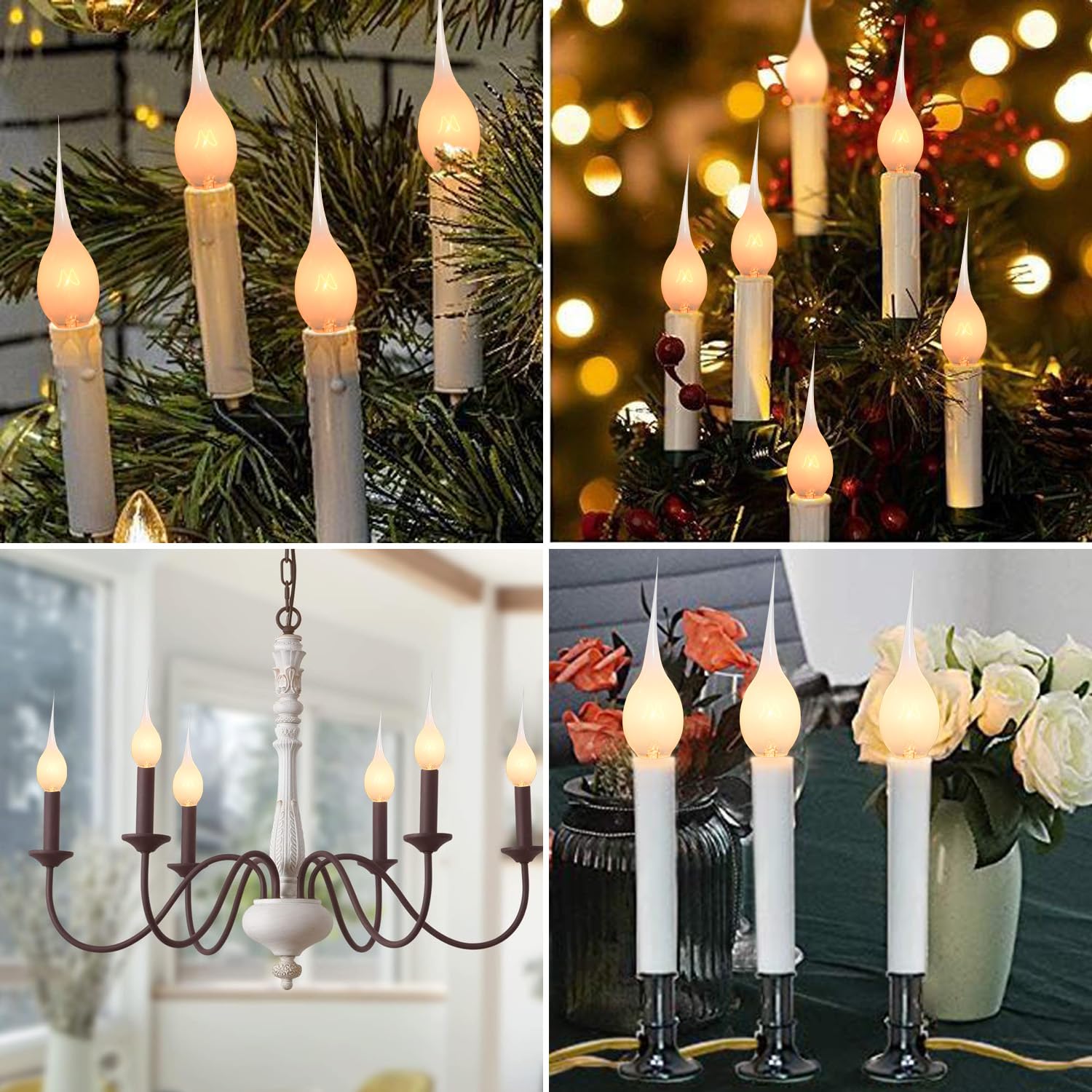 SOTOPOO 12 Pack Warm White Silicone Dipped C7/E12 Candle Bulbs, Shatterproof Electric Replacement Bulbs for Chandeliers and Candelabra