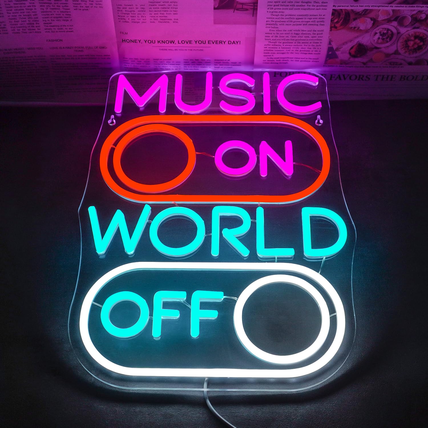 Horseneon Music World Neon Sign Led Neon Lights For Wall Decor Neon Sign Light Up Sign For Music Studio  Bar  Club  Party  Or Home Decor Gift For Sing Lovers