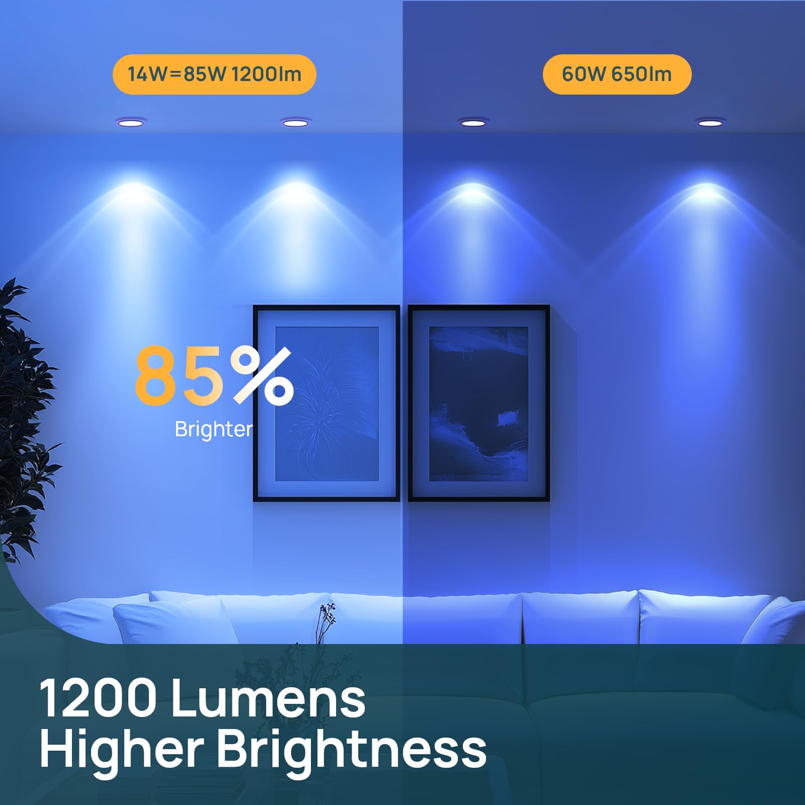 Linkind Smart Light Bulb BR30, 1200LM LED Color Changing, Compatible with Alexa & Google Home, 2-Pack