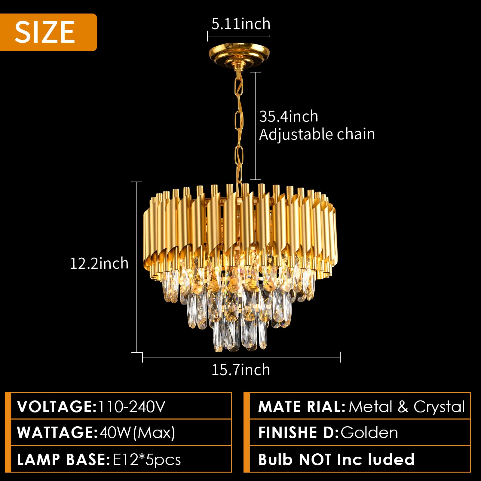 Gold Crystal Chandelier 3-Tier Dining Room Chandelier Light Fixtures Modern Chandeliers For Dining Room Small Pendant Light Fixt